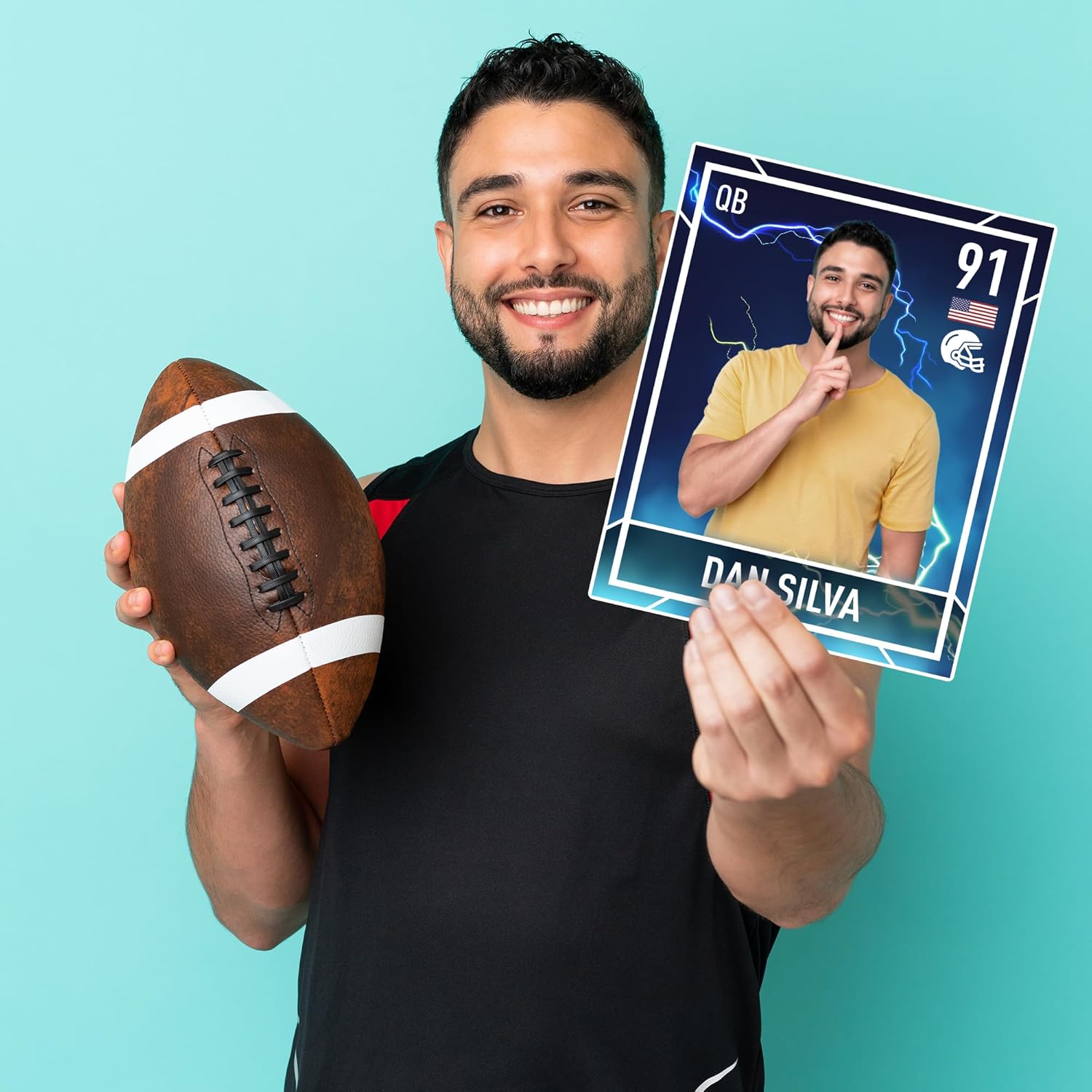 EGD Personalized Football Cards | Ultimate Team Decorations | Football Gifts for Boys | Multiple Sizes & Shapes