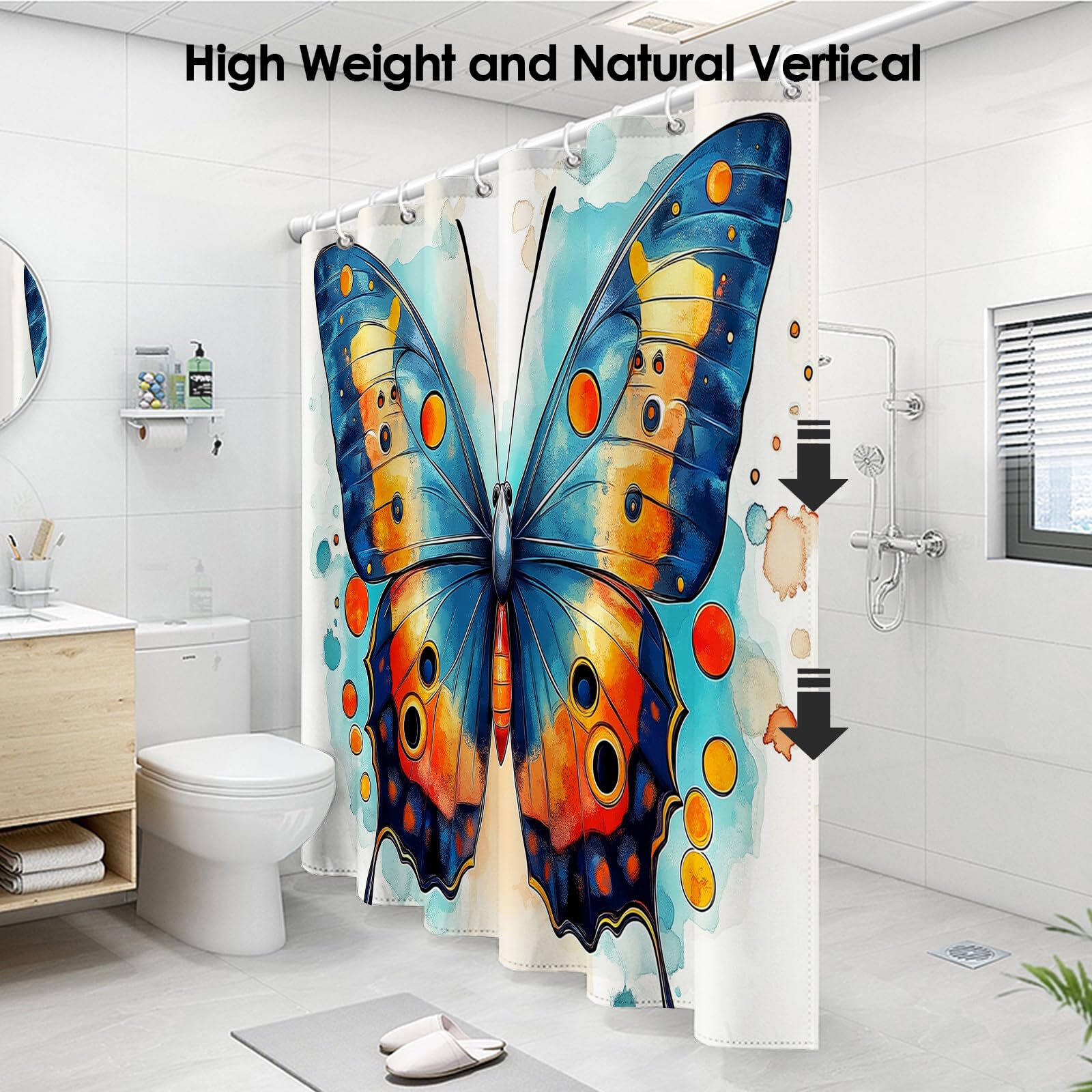 Magnifique Papillon Rideau De Douche, Insectes Fantastiques Material Resistente Al Agua Durable Estampa Digital, Turquoise