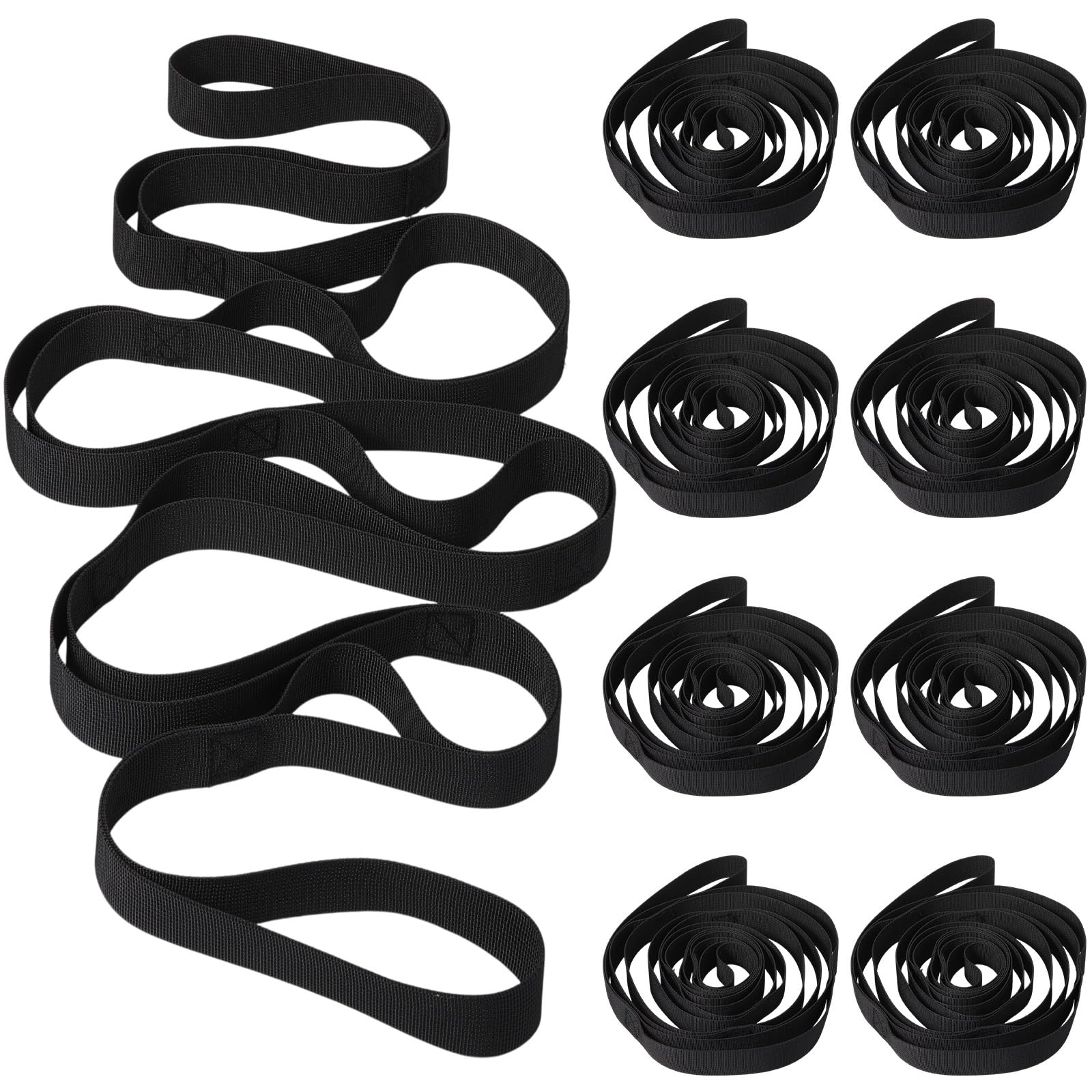 Foilswirl Paquete de 8 correas elásticas con 10 bucles, correa de yoga para terapia física, bandas elásticas con bucles, bandas no elásticas para ejercicio