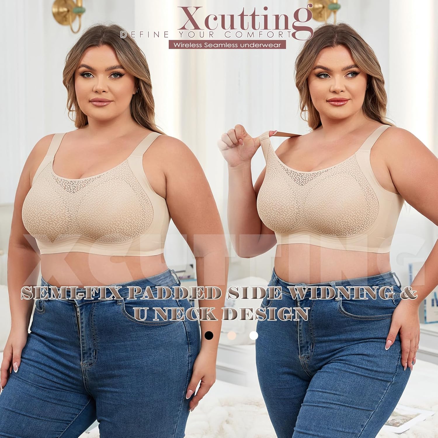 Lace Women's Seamless No Underwire Bra Soft Wireless Comfort Bralettes Full Coverage Bralette Everyday T-Shirt Bra - Image 9