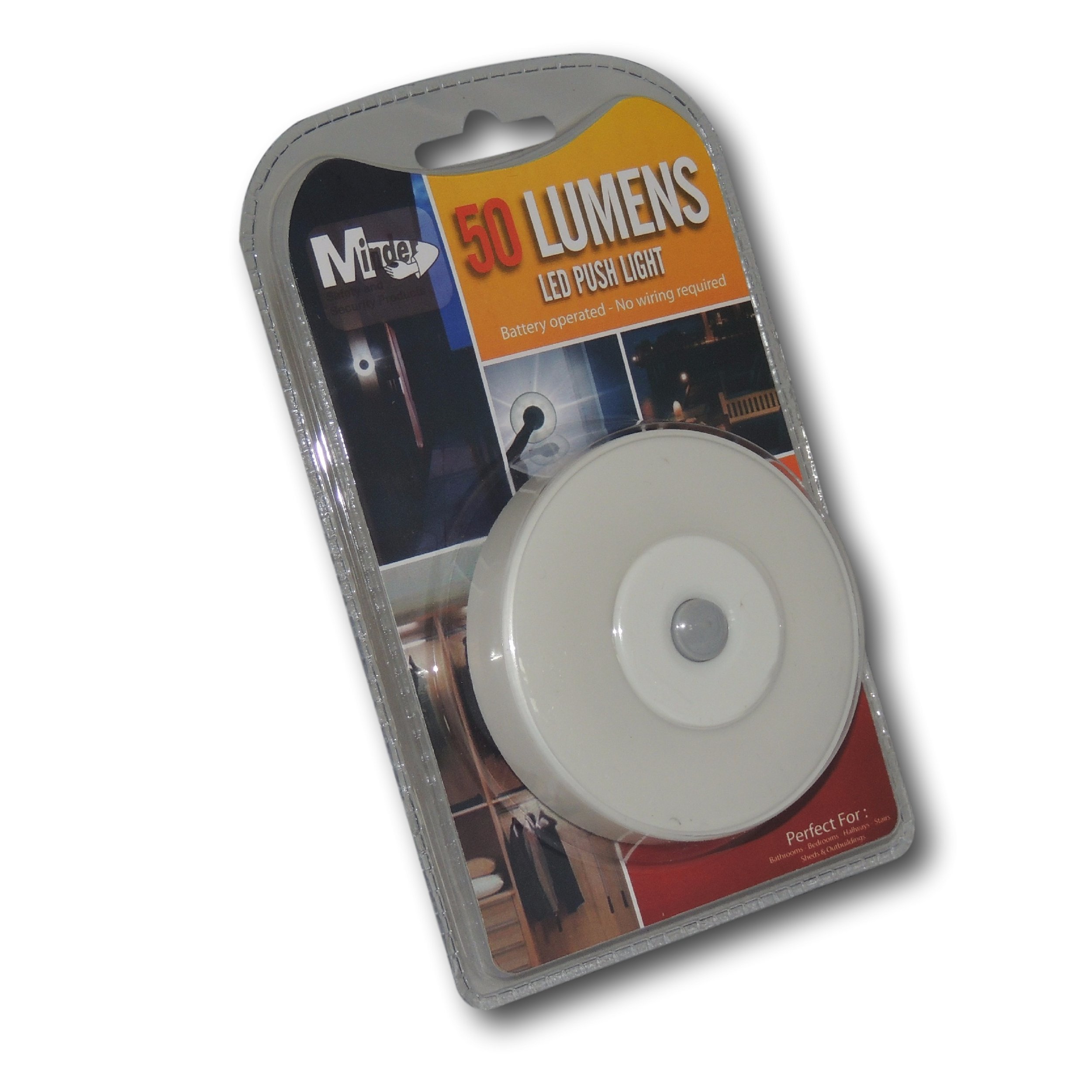 EPOSGEAR Minder Stick-On Adhesive LED Push Button Activated Indoor Light - Perfect for use in Kitchens, Cupboards, Wardrobes, Closets and other low light areas (5 Round with Batteries)
