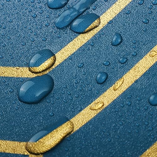 Miniatura 4 de Safiyya Papel tapiz dorado y azul, papel de contacto geométrico, impermeable, autoadhesivo, extraíble, para paredes, rollo de vinilo de 196 x 17.3