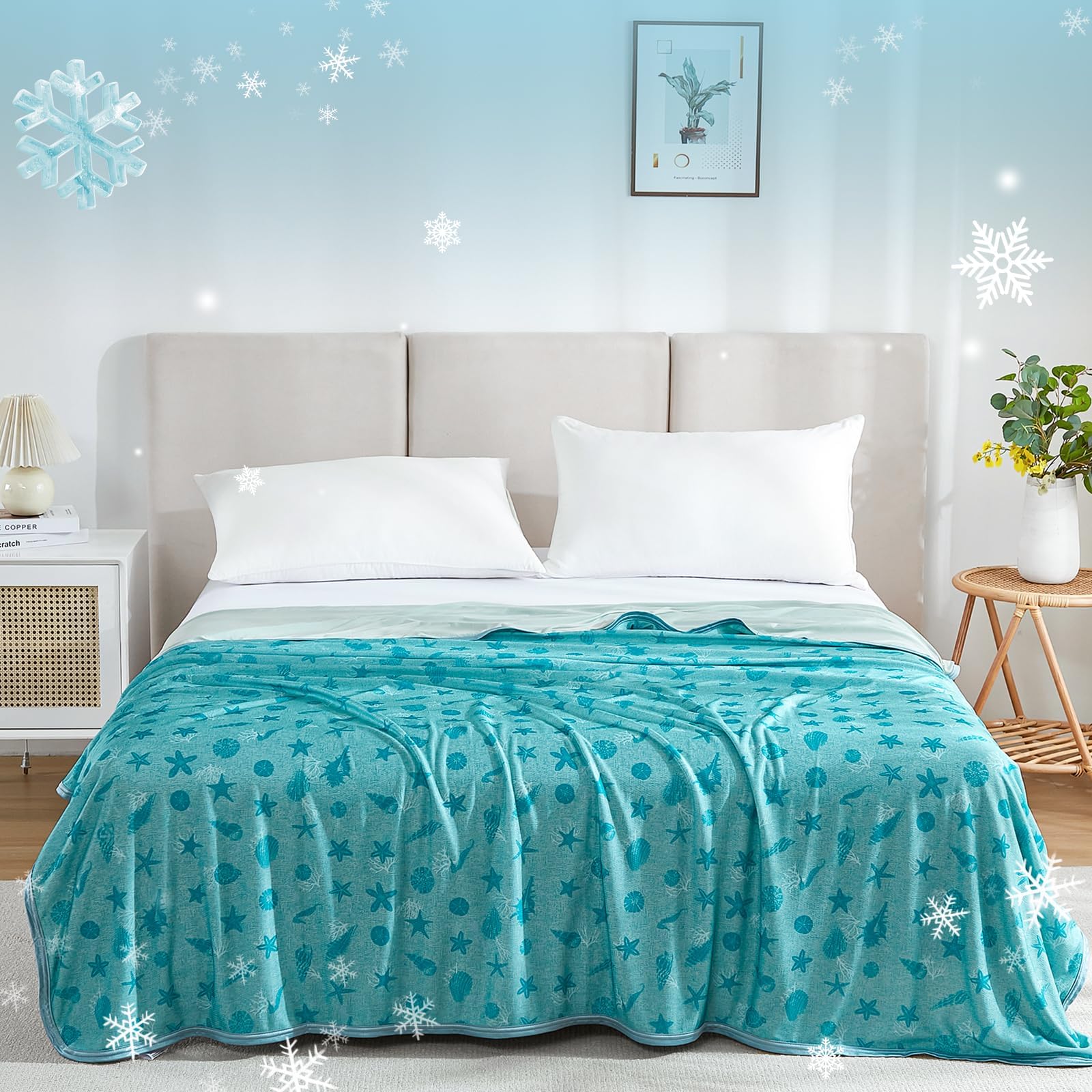 WONGS BEDDING Kühldecke Sommerdecke - mit Japanische Arc-Chill Q-Max 0,43 Kühlfasern, 2 in 1 Selbstkühlende kühlende Decke für Menschen zum Reisen Sofa Büro Betten Hause, Grün 200x220 cm