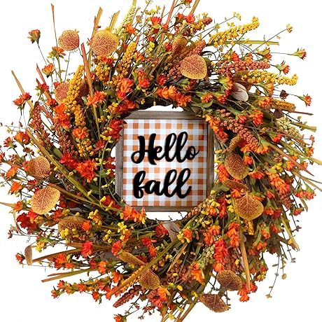 20Inch Fall Wreath Adorned with Vibrant Blooms and Autumnal Hues