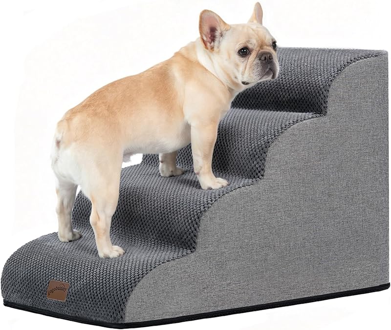 Escada para Pets de 4 Degraus para Cama Alta, 50,04 cm, Cinza, gogobunny PS01
