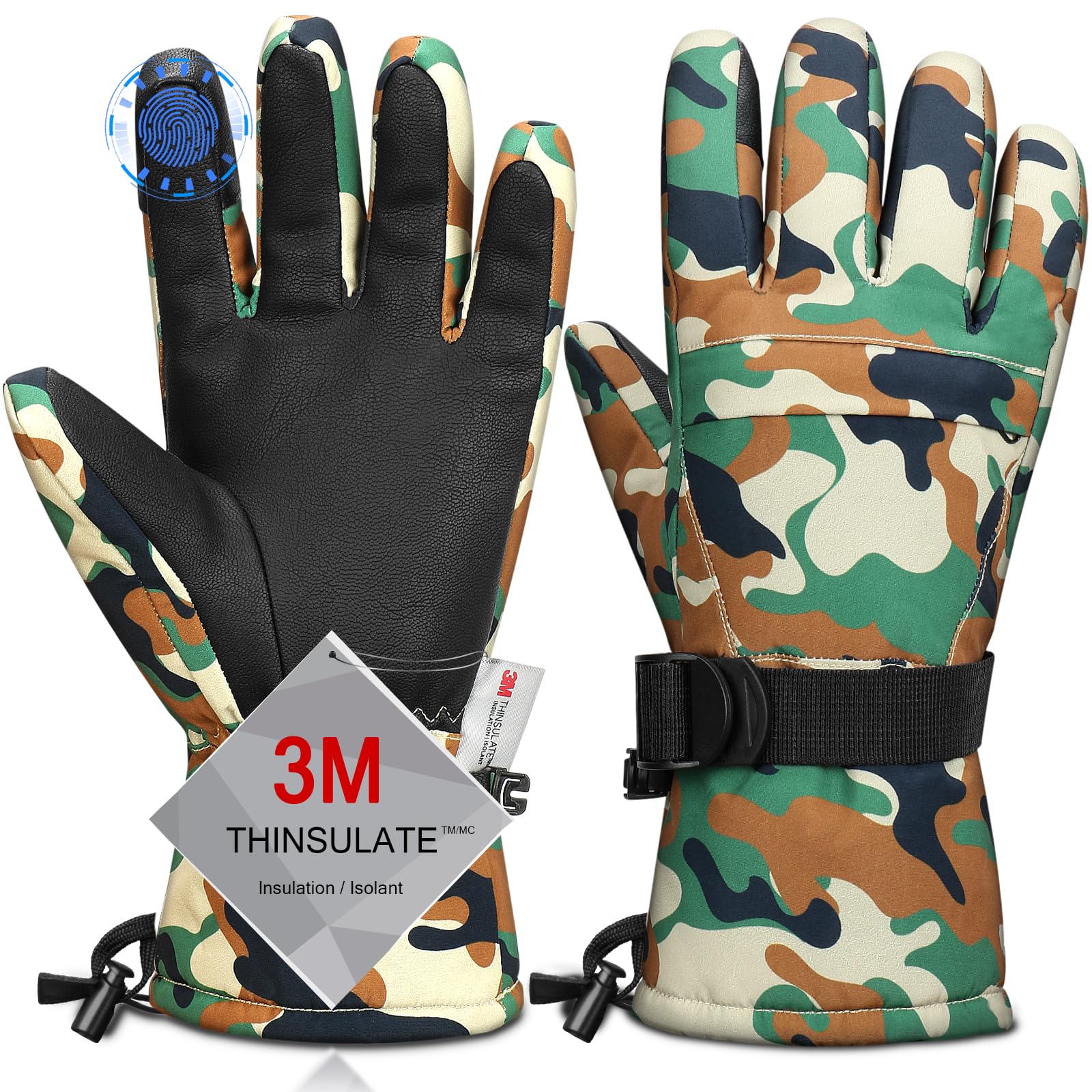 Ski Gloves,Snow Gloves Waterproof Winter Warm Cold Weather Touchscreen Gloves for Parent&amp; Child Kids Skiing,Snowboarding