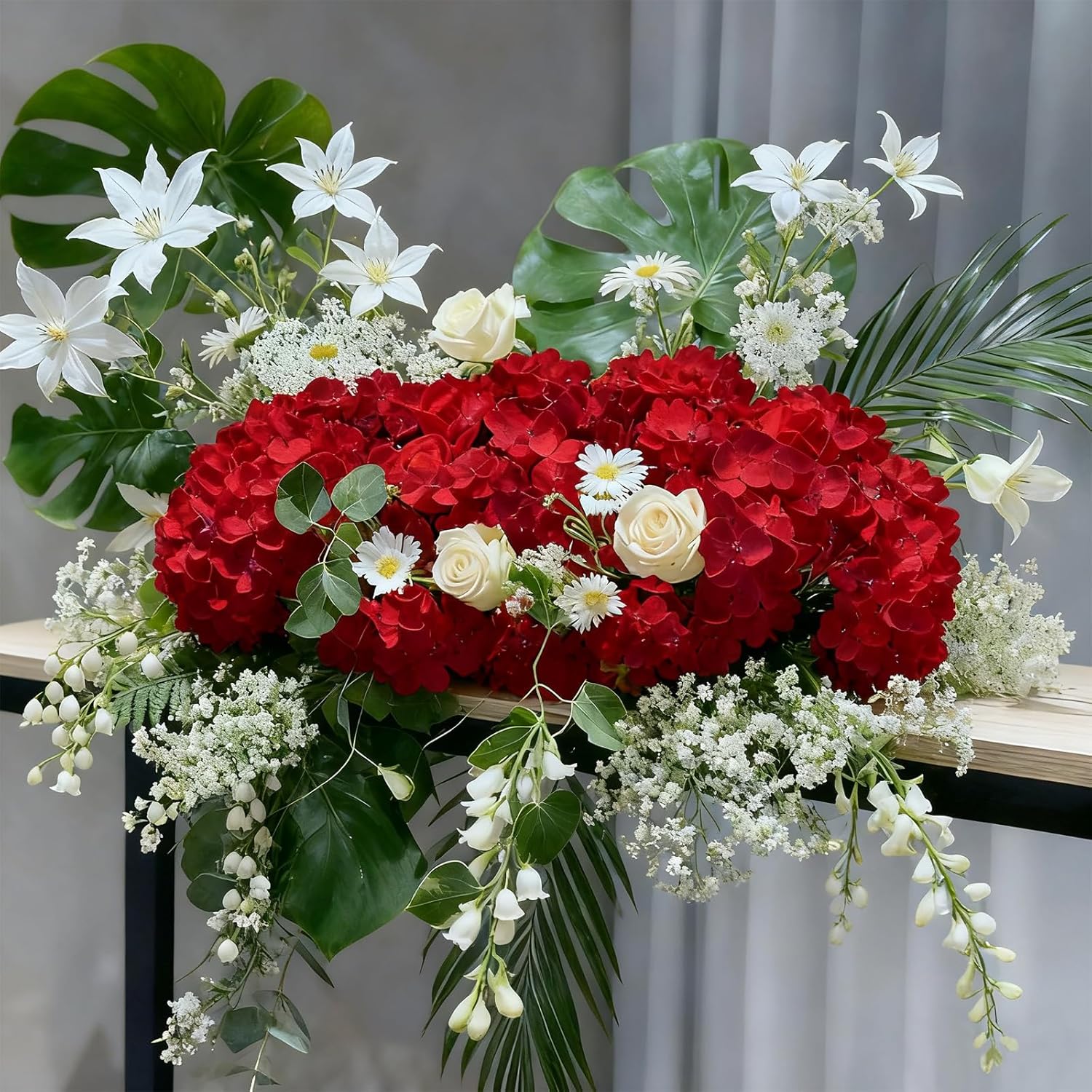 20 Pcs Dark Red Hydrangea Artificial Flowers Bulk, Faux Hydrangea Flowers Heads, Artificial Fake Silk Hydrangea Flowers with Stems, Red Flowers Artificial for Decoration Wedding Décor - Image 4