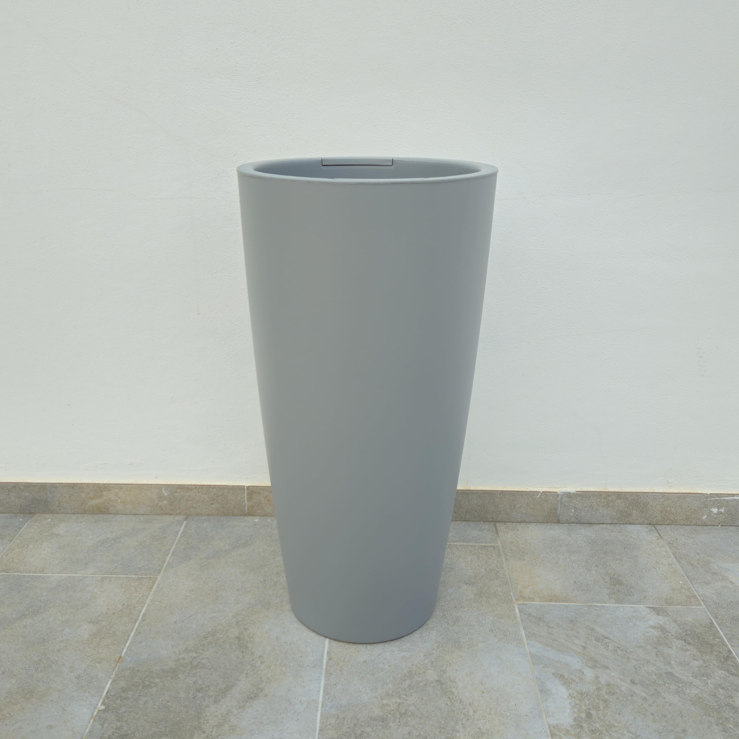 Nicoli VASO ALTO STYLE CM 36X70H INTERNO ESTERNO, SOTTOVASO ESTRAIBILE (cm 38x85, Grigio)