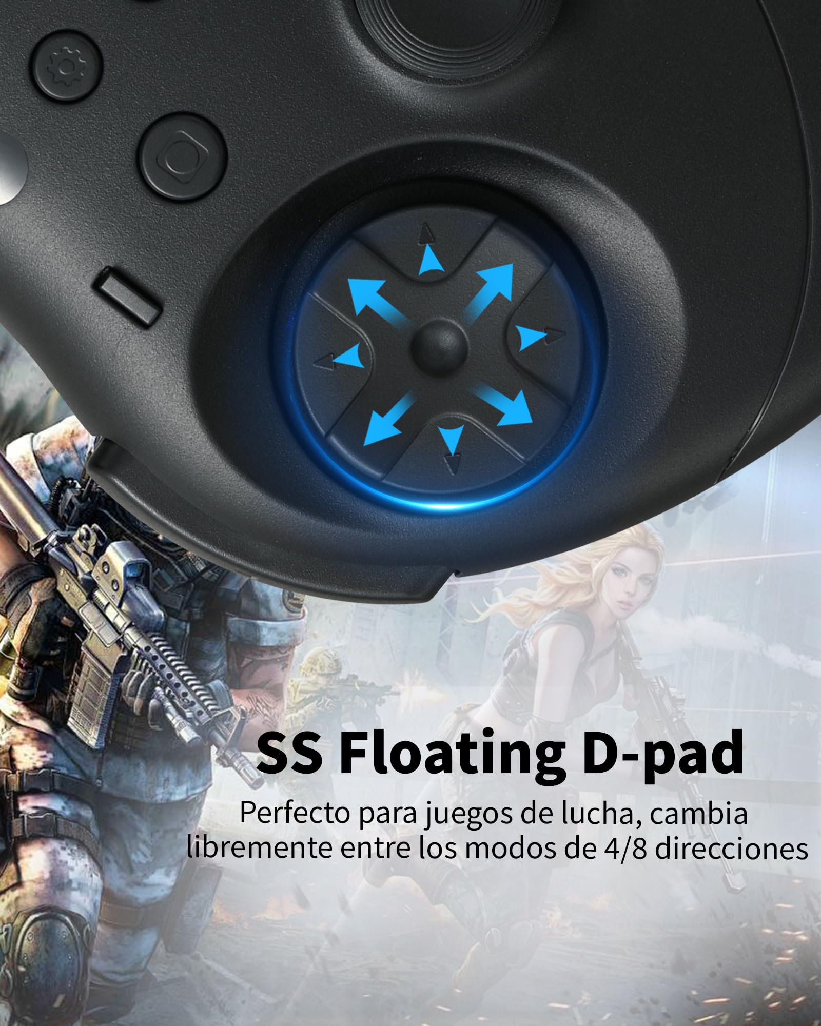 GuliKit Elves 2 Pro Mando Inalámbrico para Switch 1/2, PC, Android, iOS, Joysticks de Efecto Hall, Rotary Rumble, Giroscopio de 6 ejes, 20 Horas de Autonomía, D-Pad (Negro)