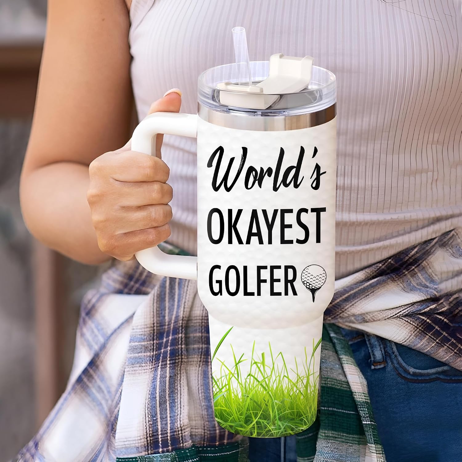 Hyturtle Personalized Golf Tumbler - Funny Golf Gifts For Men - Fathers Day Golf Gifts - Golf Lovers Gifts - Golfing Gifts Dad Golfer From Daughter - Custom Travel Coffee Cup 40oz With Lid And Straw