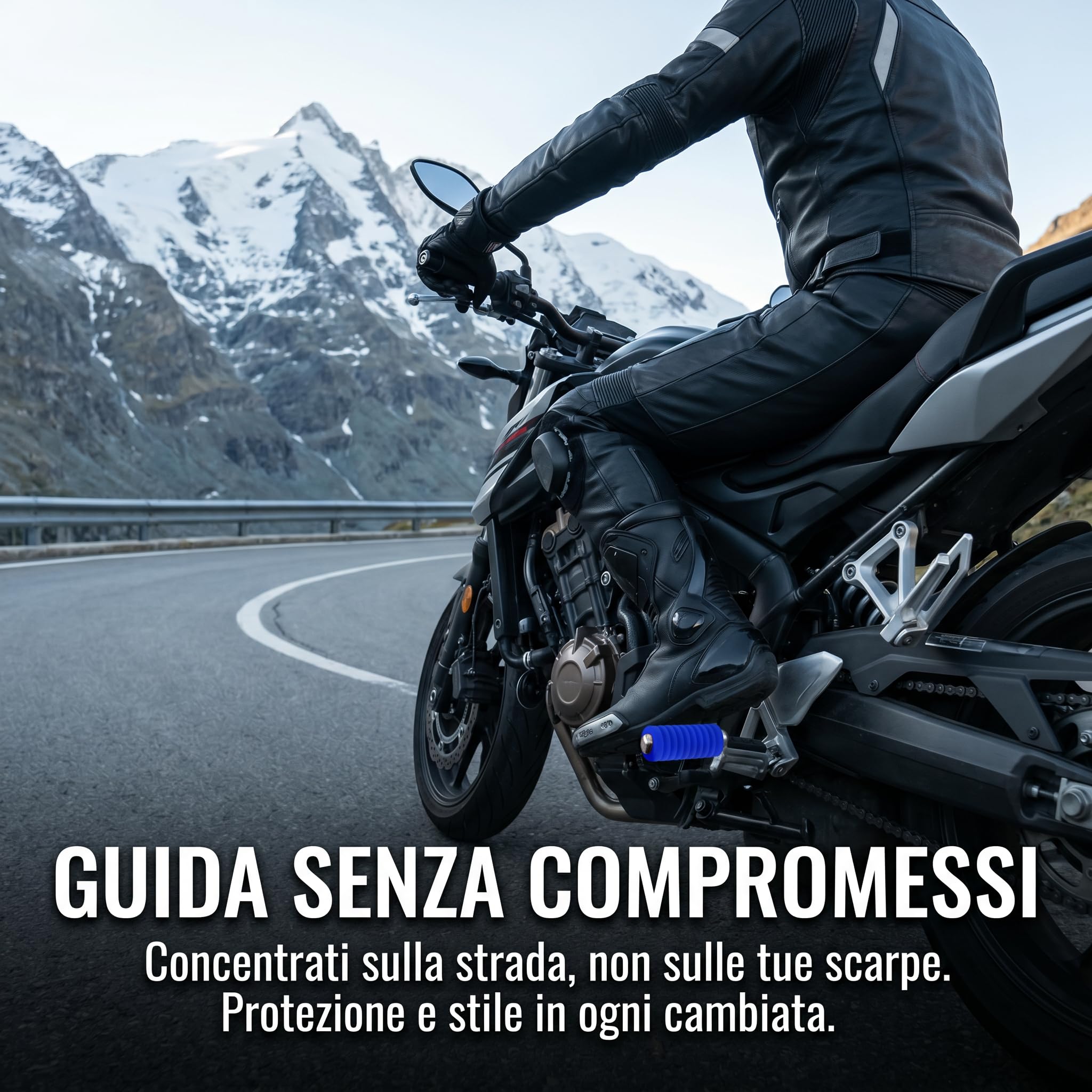 Protezione Scarpe Moto, 2 Pezzi Copri Scarpa Moto Cambio in Silicone, Salvascarpe Moto con Design Antiscivolo, Universale per Maggior parte dei Motocicli (Blu)