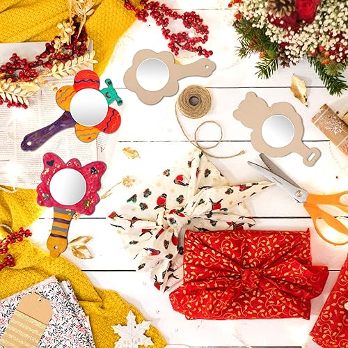 Miniatura 5 de 18 piezas DIY Espejo de Madera Artesanía Sin Terminar Espejo Mini Espejo de Madera Princesa para Niños DIY Artesanía