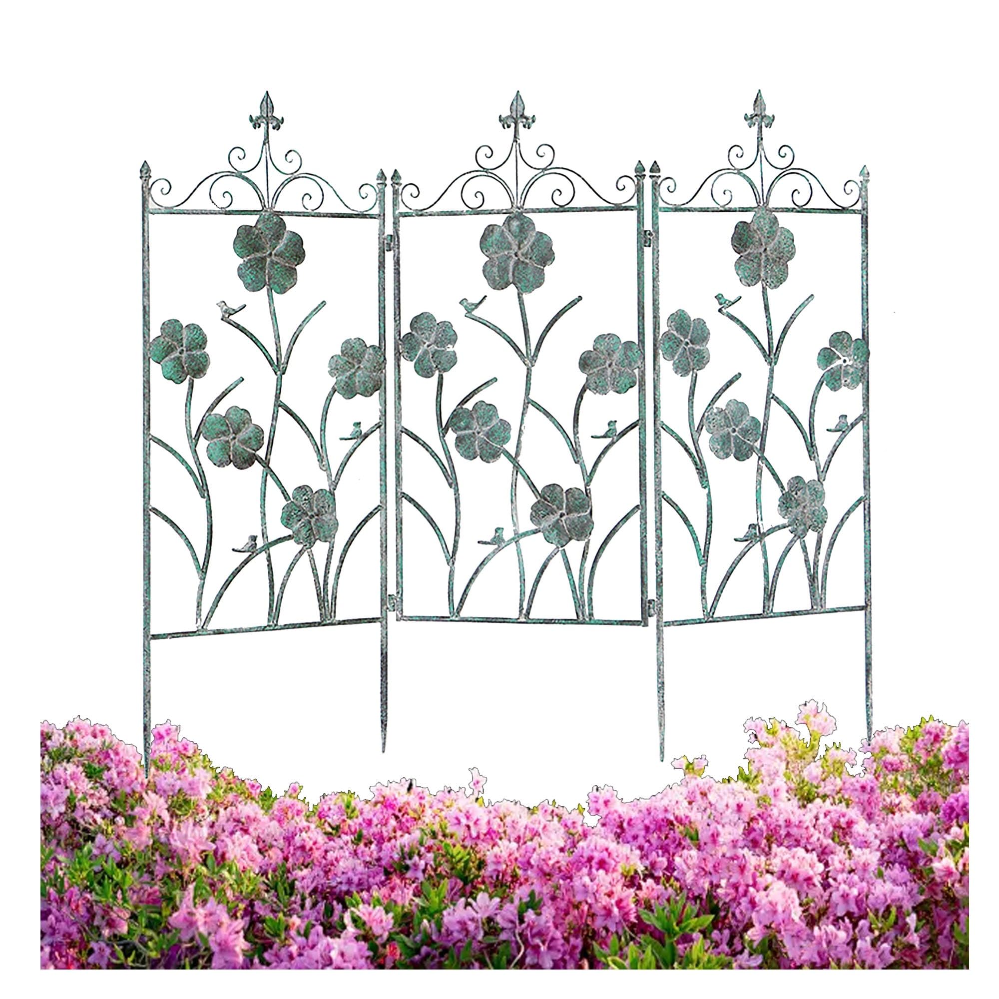 Vintage-Garten-Obelisken-Spalier, Zimmerpflanzen-Spalier für Kletterpflanzen, Tomatenkäfig-Garten-Spalier-Pflanzenstütze, für Weinreben, Gurkenblüten, Clematis-Rosen(Color:Green)