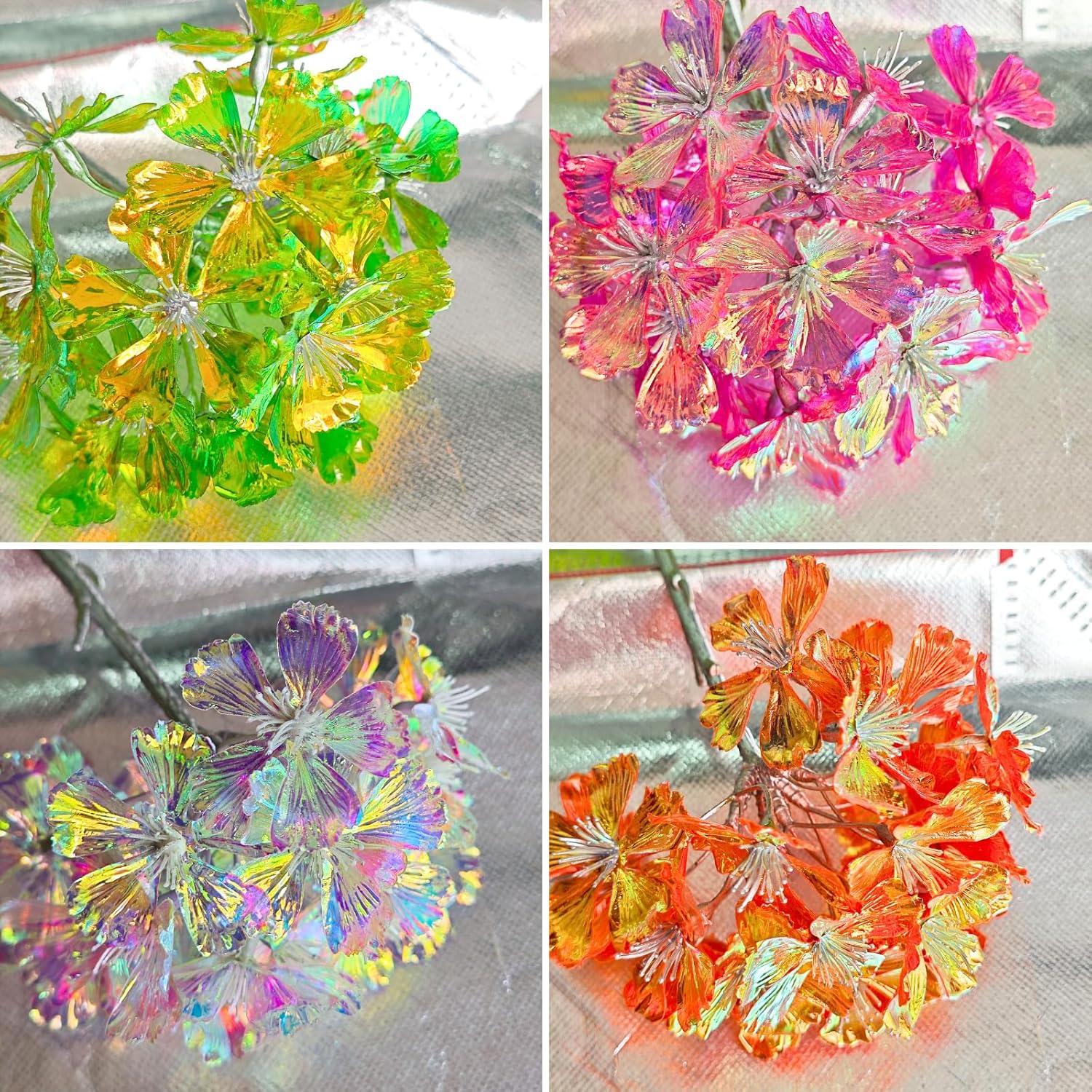 ASTRYAS 4pcs Galaxy Hydrangea Artificial Flowers, 4 Colors Glitter Fake Hydrangea Forever Flowers Gifts for Women Girls Mom Wife Daughters Sister Mothers Day Birthday Wedding Decoration