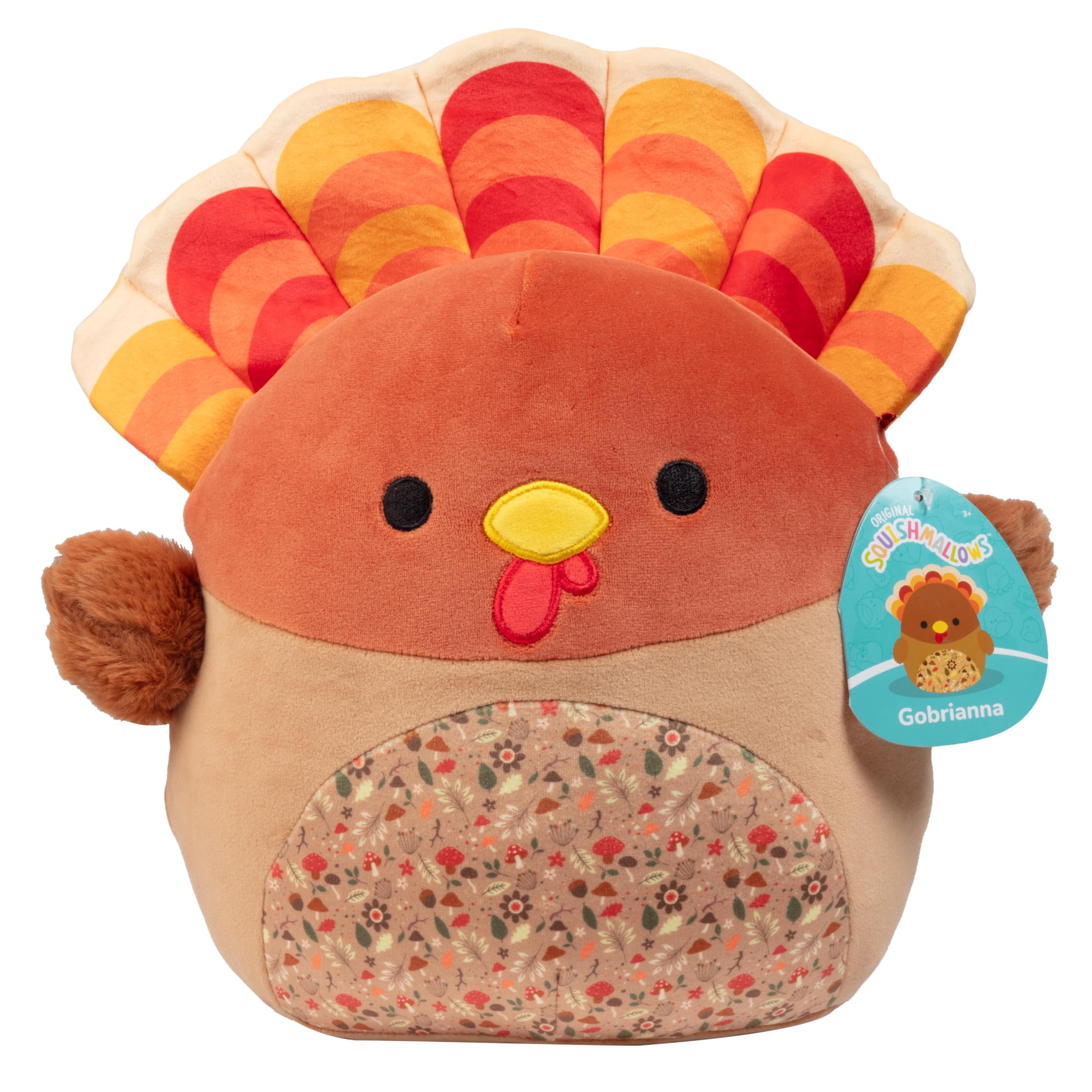 Squishmallows Original 10-Inch Gobrianna the Thanksgiving Turkey - Official Jazwares Fall Plush - Collectible Soft & Squishy Turkey Stuffed Animal Toy - Add to your Squad - Gift for Kids, Girls & Boys