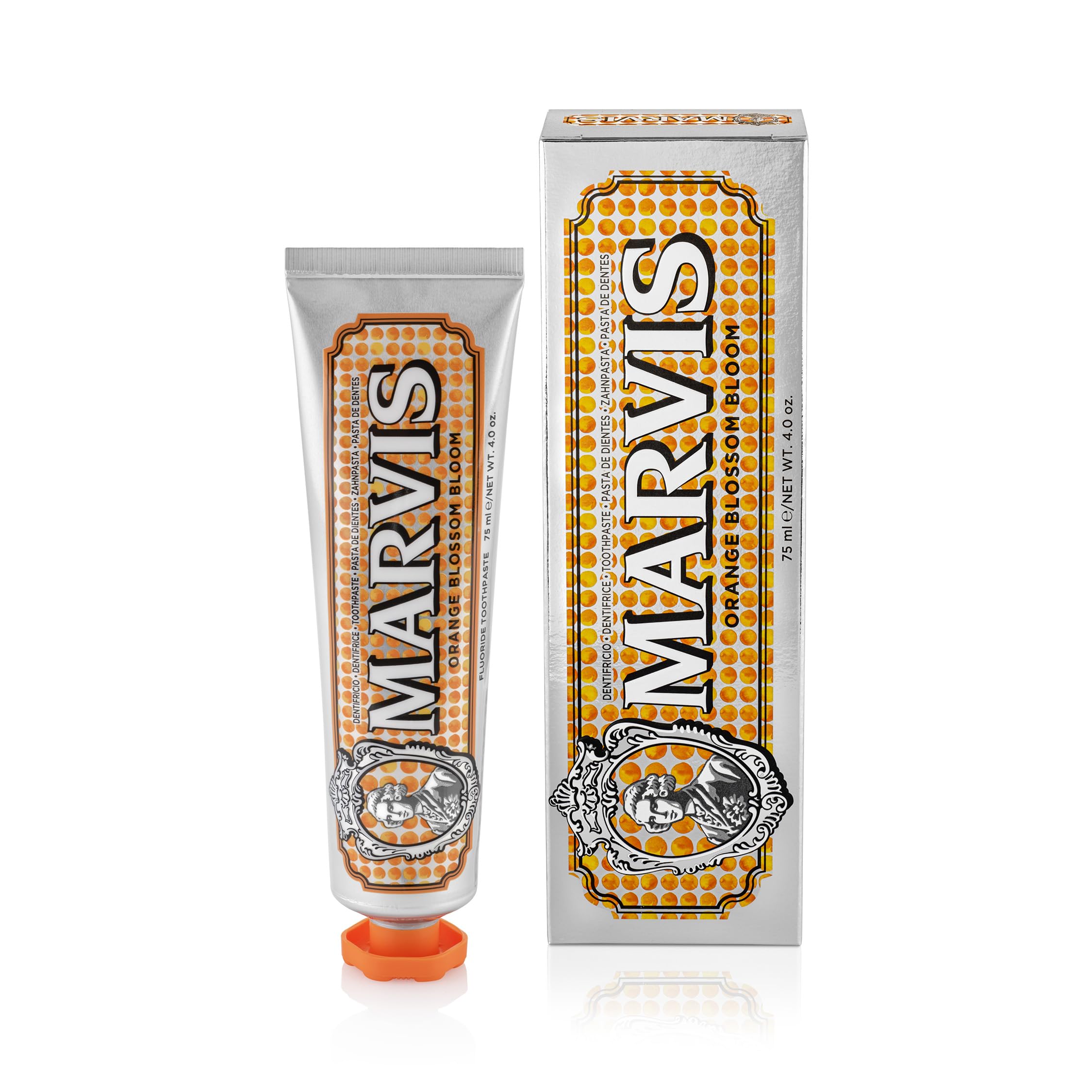 Marvis Orange Blossom Bloom Toothpaste 75Ml - Rich Texture With Orange Blossom And Mint; Fluoride Protects Against Tartar And Decay, For Fresh Breath.