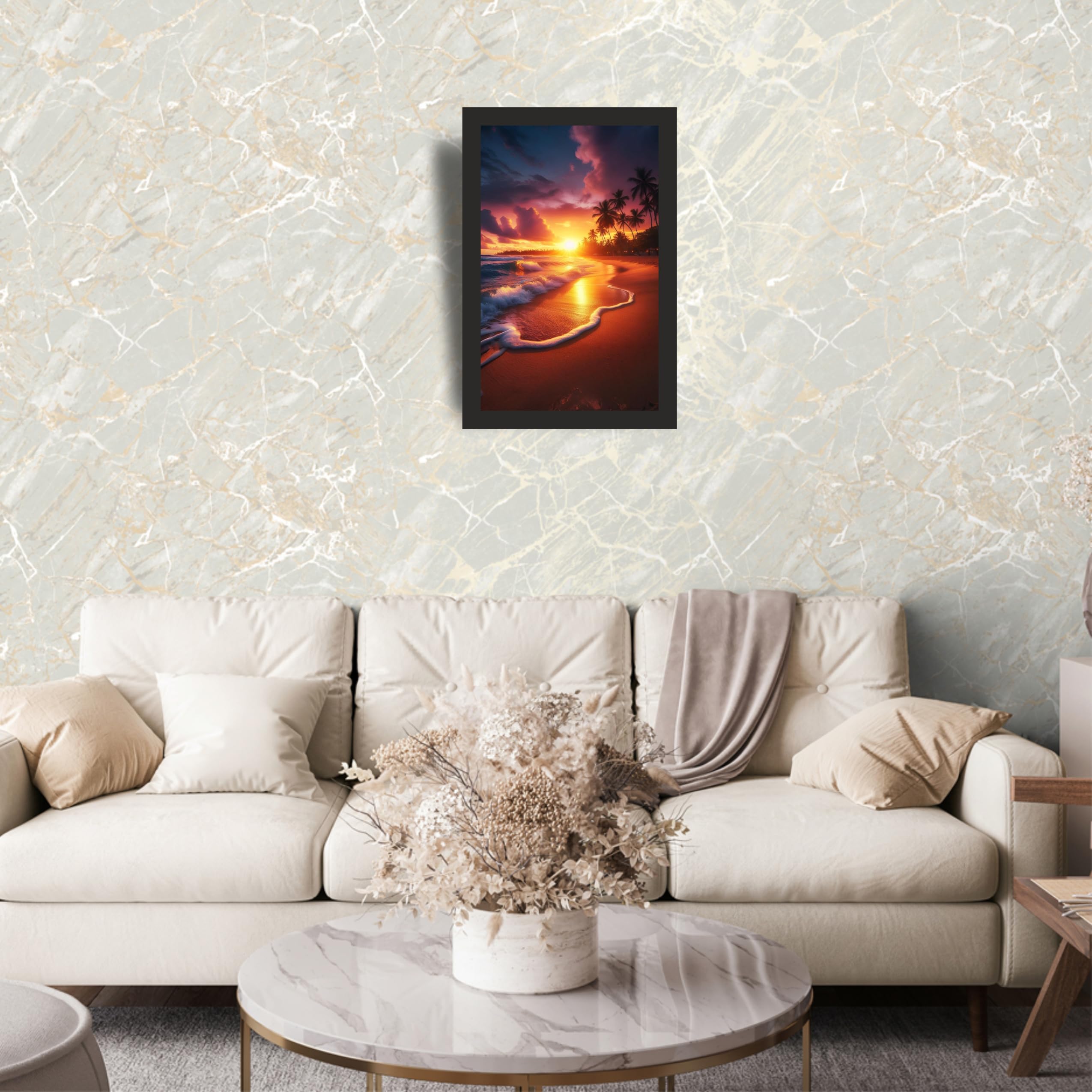 Sunset Beach Wall Art Frame 12x18 Inch