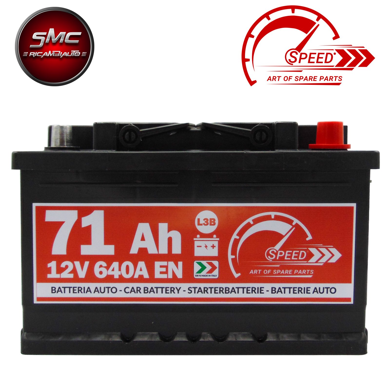 Batteria Auto Speed L3B71-12V 71Ah 640A con Polo Positivo A Destra