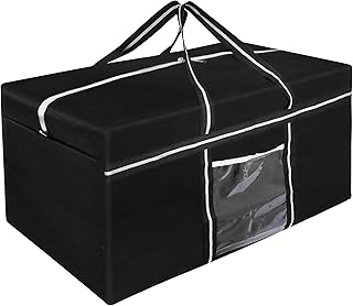 Storite Extra Large 128 L Nylon Moisture Proof Multipurpose Heavy Duty Toys Storage Bag/Stationery/Blankets/Clothes/Moving Bags With Strong Reinforced Handles Rectangular - Black