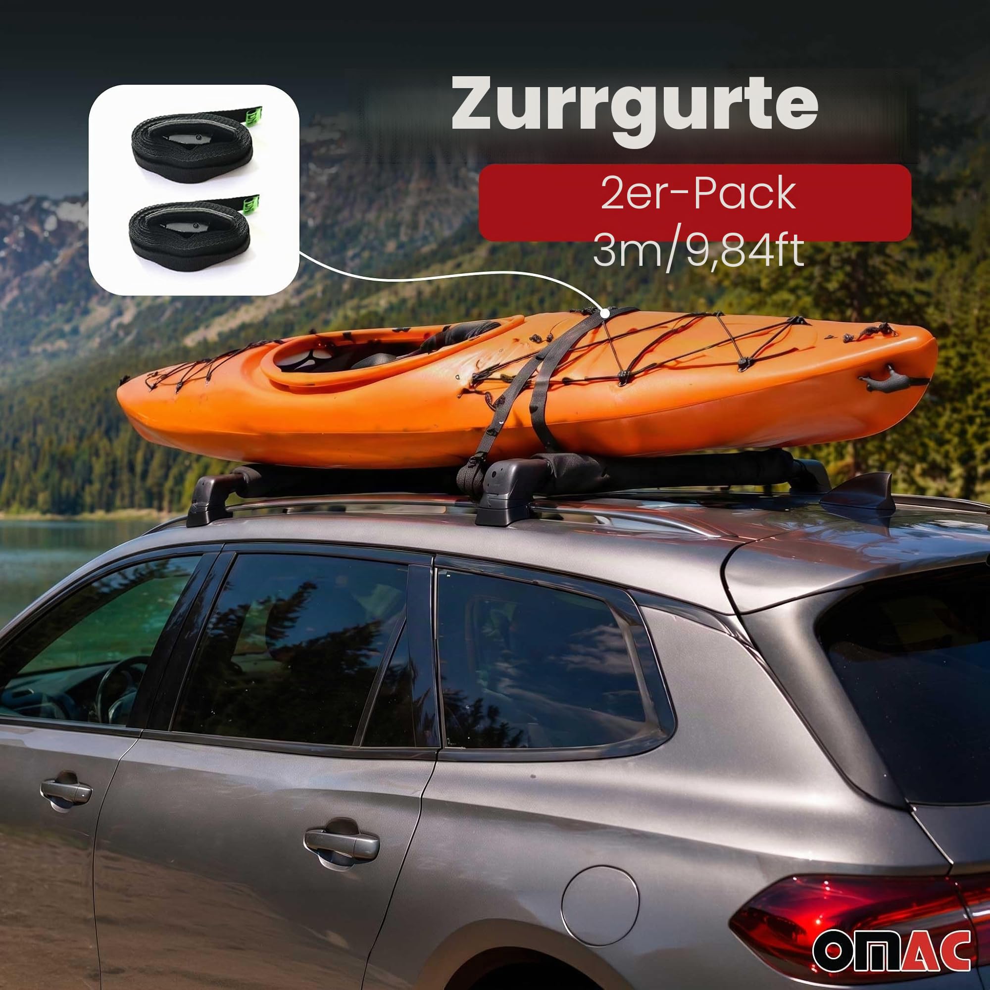 Dachträgerauflagen Surfbretträger Softdach Windsurf Pad Dachträger Kanu Kajak Snowboard | 2X Wassersportträger Transportsysteme Kanuhalter Kajakträger Surfhalterung Schutzträger