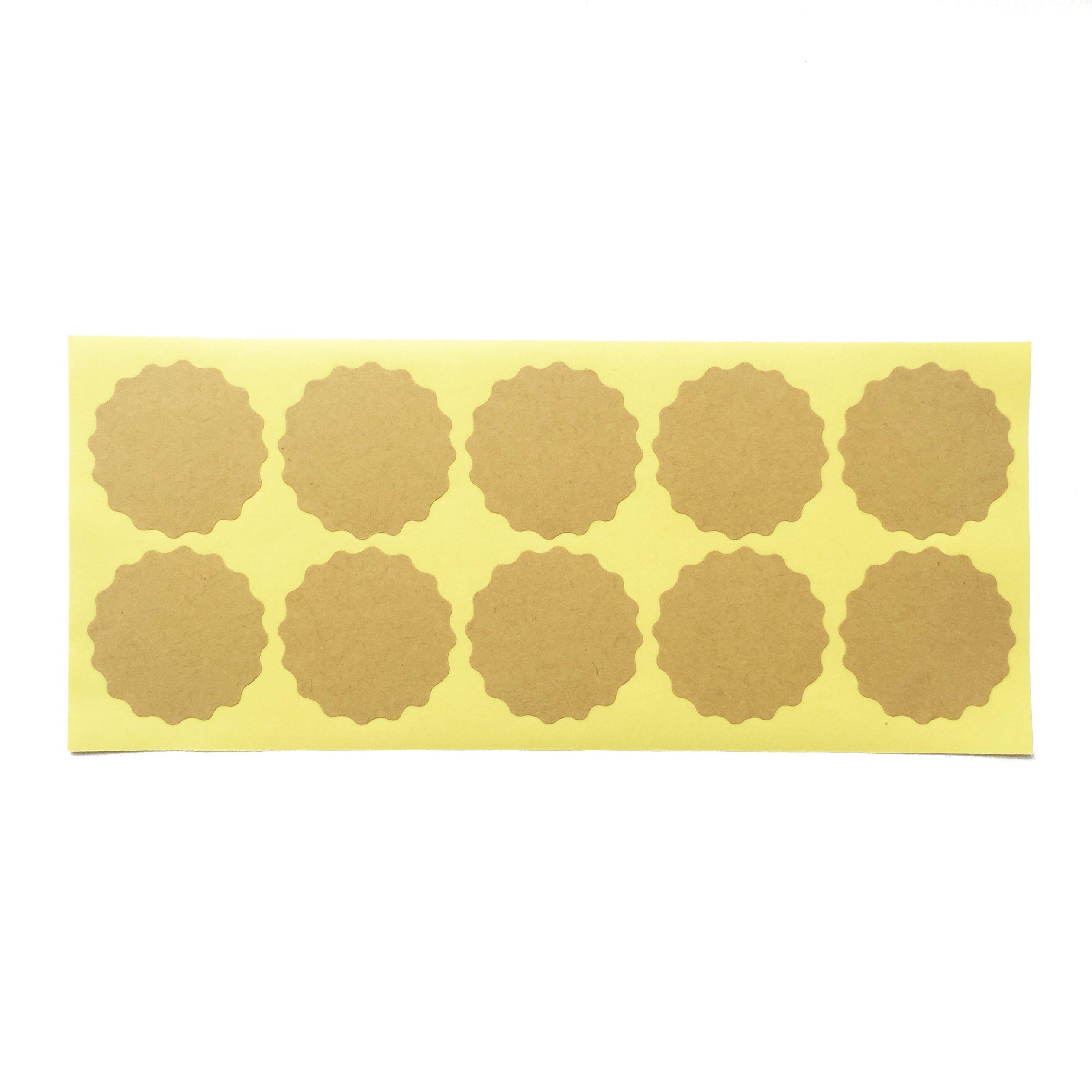 LWR CRAFTS 160 Sticker Scalloped Round (1 1/2", Kraft)