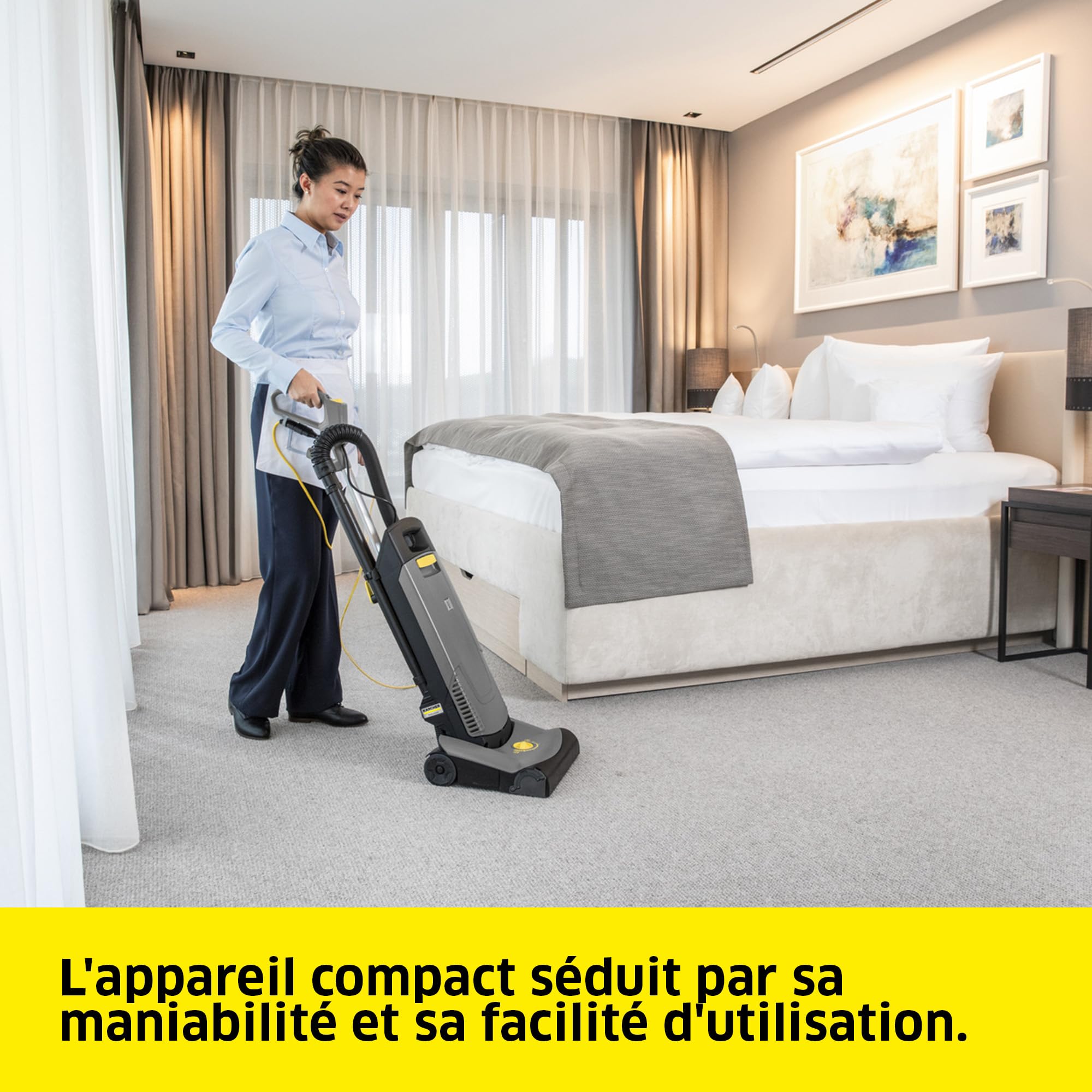 Kärcher aspiro-brosseur CV 30/1, Largeur de Travail de 300 mm, pour Les Grandes Surfaces, Embrayage centrifuge, système de Filtration Triple, câble détachable, Changement de Brosse sans Outil