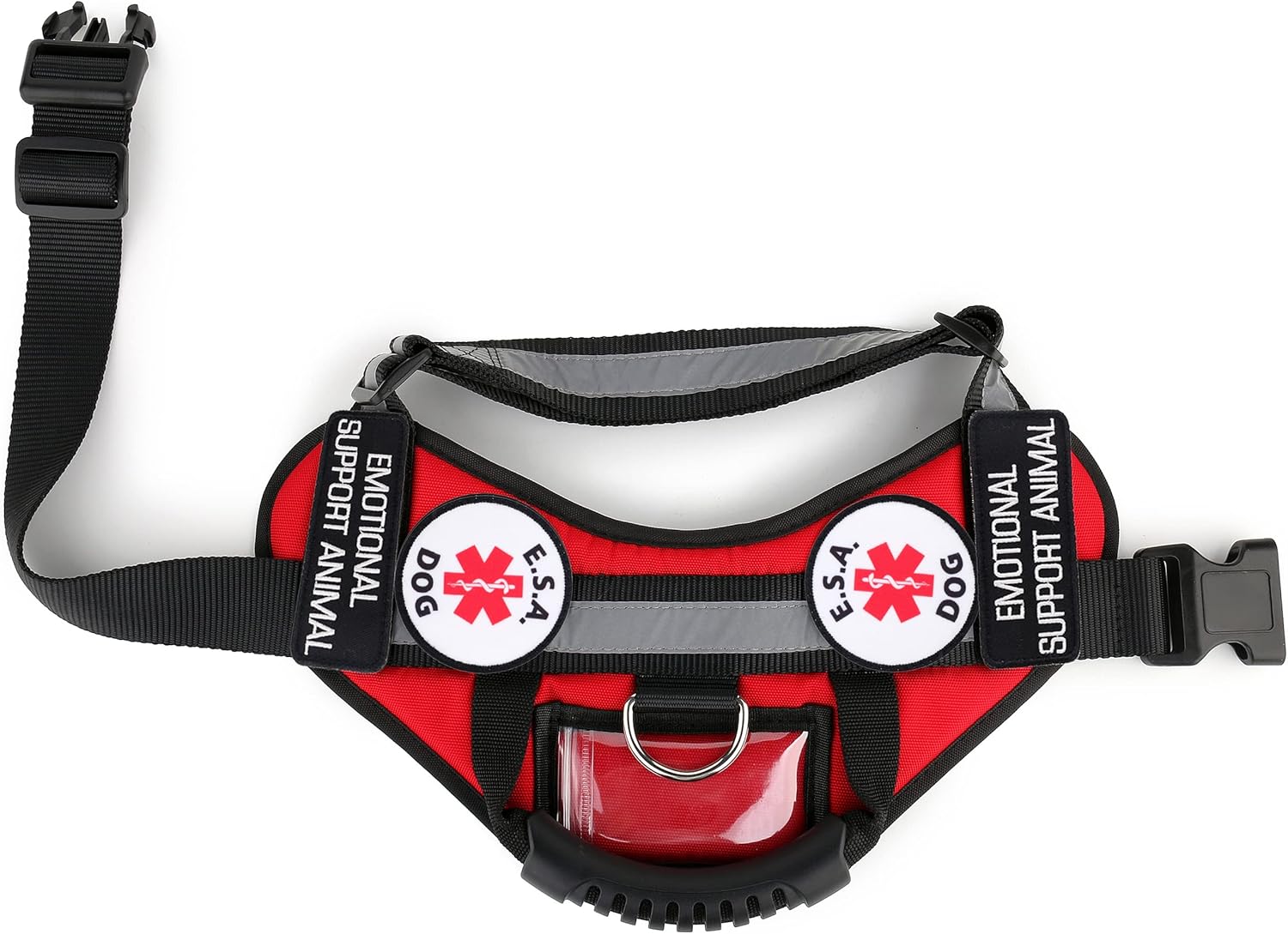 Emotional Support Animal Harness | ESA Dog Vest | K9 Harness with ID Pocket and Handle, Patches Included +10 ADA Law Cards | All Access Canine (Medium) Red