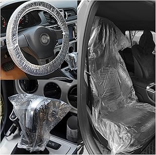 40PCs Plastic Seat Accessories - Dustproof PE Disposable Steering Wheel, Gear Shift, Car Seat Covers & Paper Floor Mats for Cars
