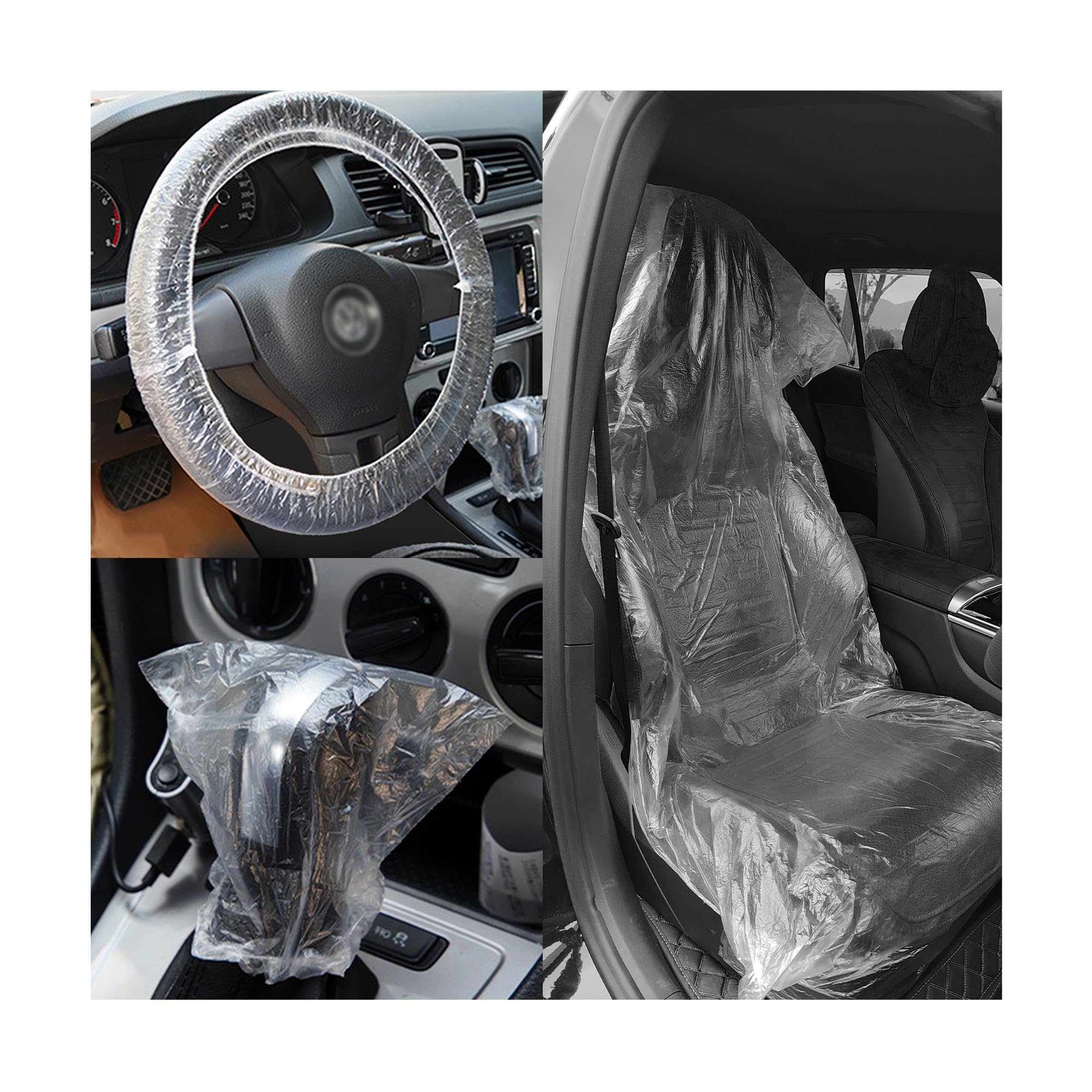 40PCs Plastic Seat Accessories - Dustproof PE Disposable Steering Wheel, Gear Shift, Car Seat Covers & Paper Floor Mats for Cars