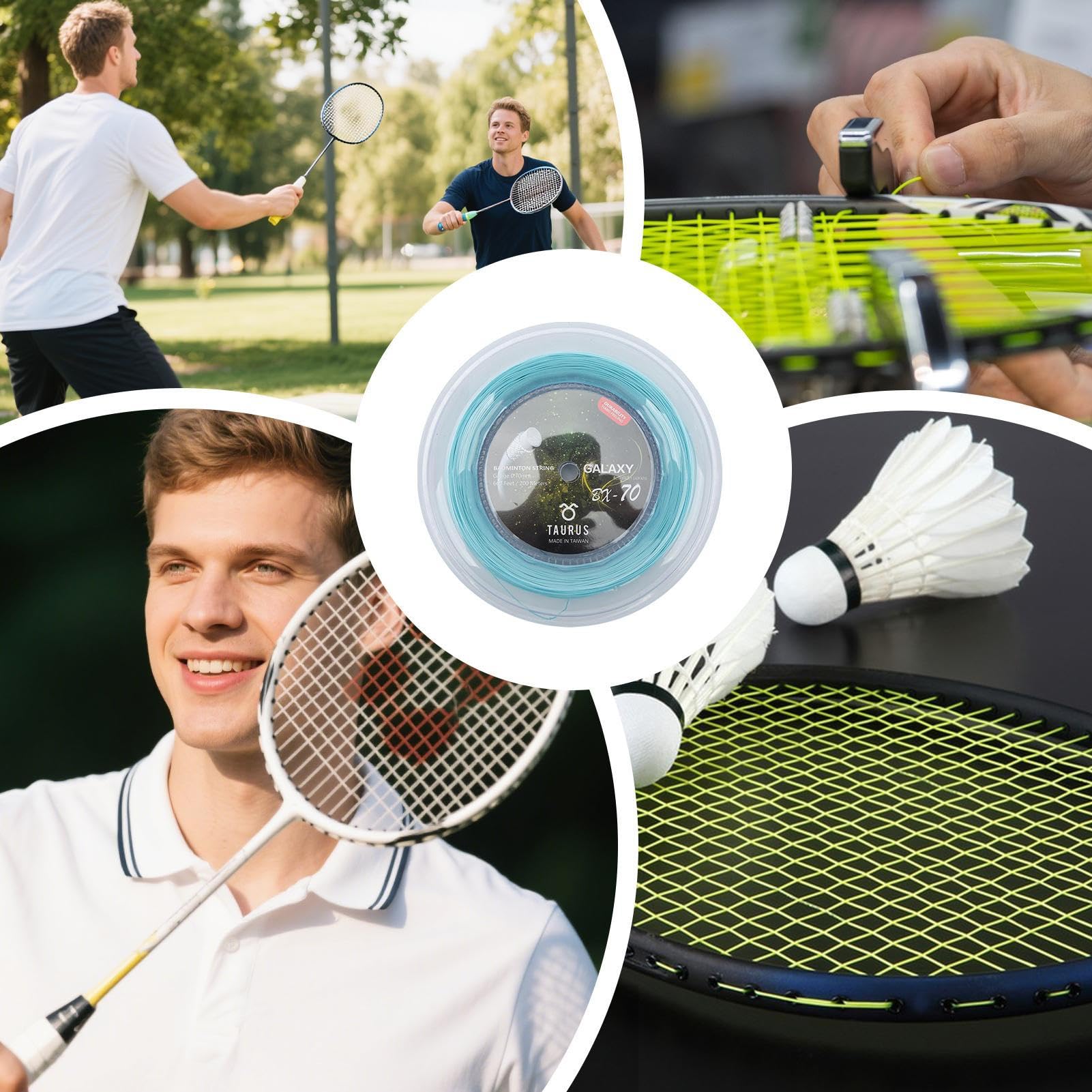 Corde De Badminton À Grand Disque Constellation Series BX70 – 200 M / 656 Pieds, Corde D'entraînement Haute Élasticité De 0,7 Mm | Remplacement Durable Des Cordes De Raquette Pour Les Débutants, Les A