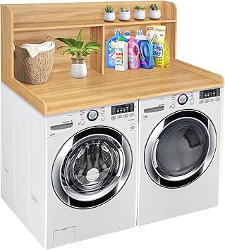 Royxen Laundry Countertop with 20 Shelf Universal Fit, Washer and Dryer Countertop with Storage Space, Oak