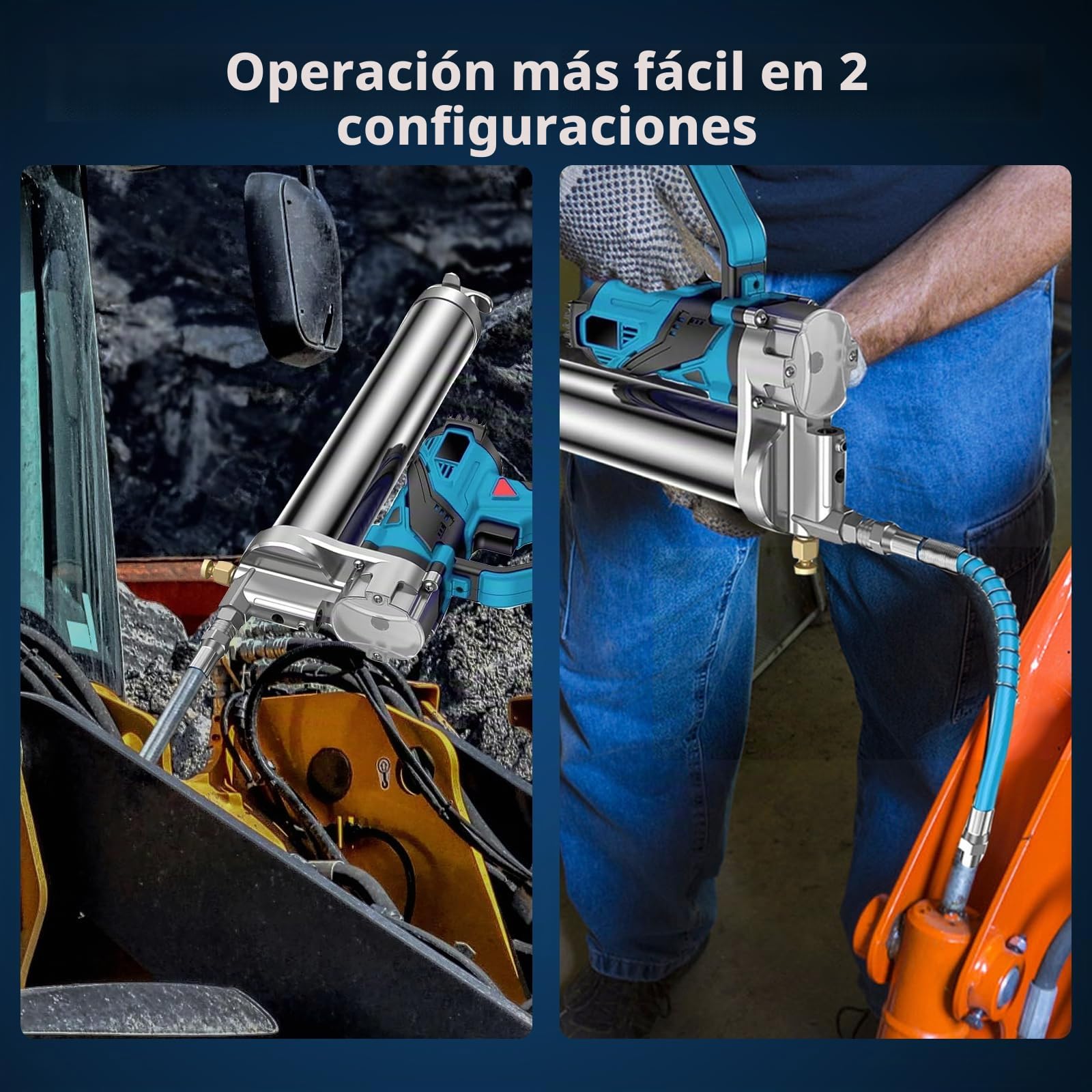 LIROPAU Pistola engrasadora a batería engrasadora Compatible con Makita 18V | pistola engrasadora eléctrica a batería, manguera de 45cm, 1 alicates de bloqueo, punta puntiaguda, engrasadora