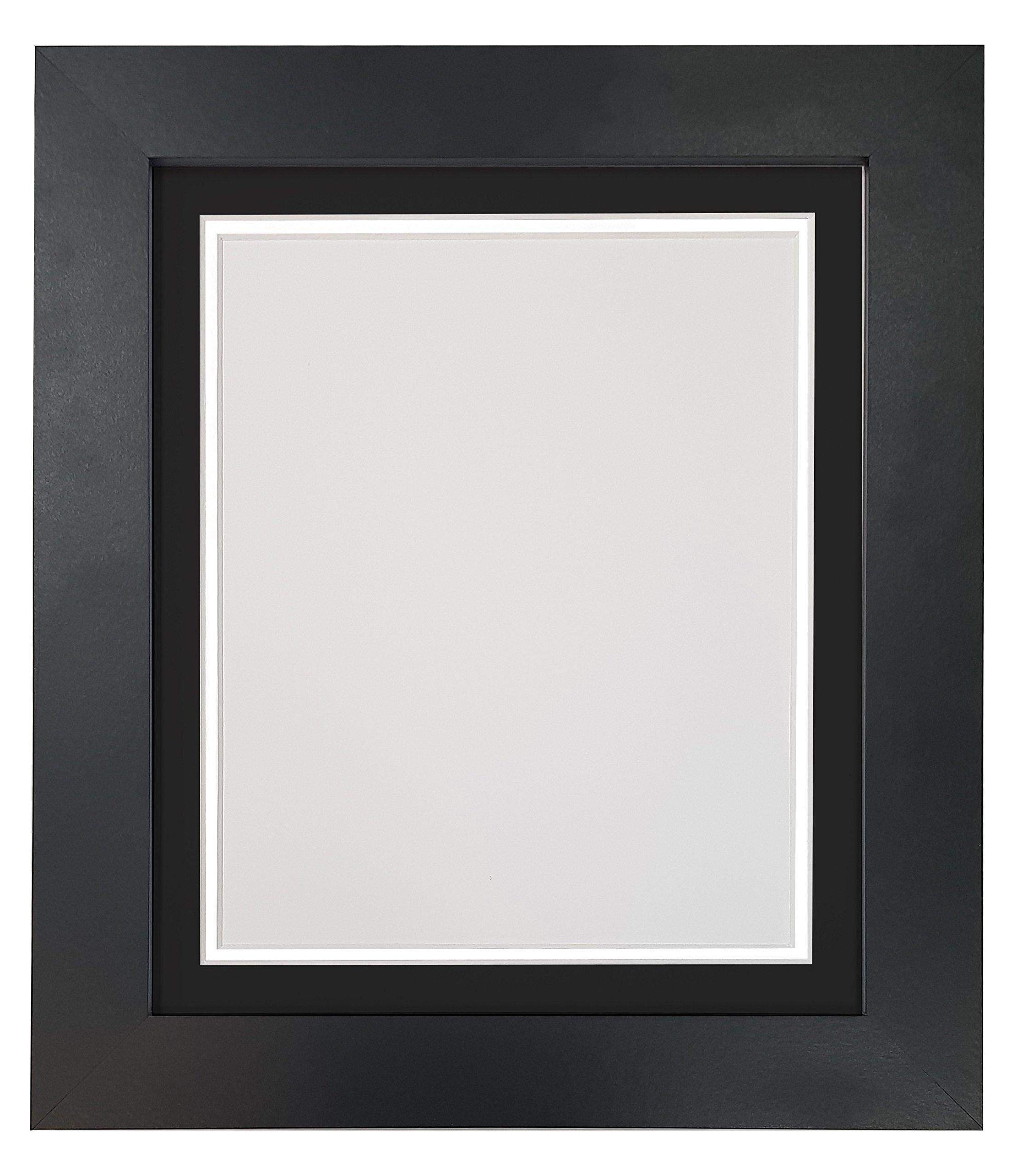 Frames By Post Black On White Double Mount Metro Black Photo Picture Poster Frame With Double Black On White Mount A2 For Image Size A3