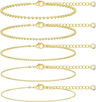 Gold Bracelets Set for Women Stack, Dainty Thick Bracelets Stack for Women Trendy, Simple Thin Gold Plated Cuff Stackable Bracelets With Beaded Cuban Paperclip Snake Rope Bangle Hand Chain Jewelry