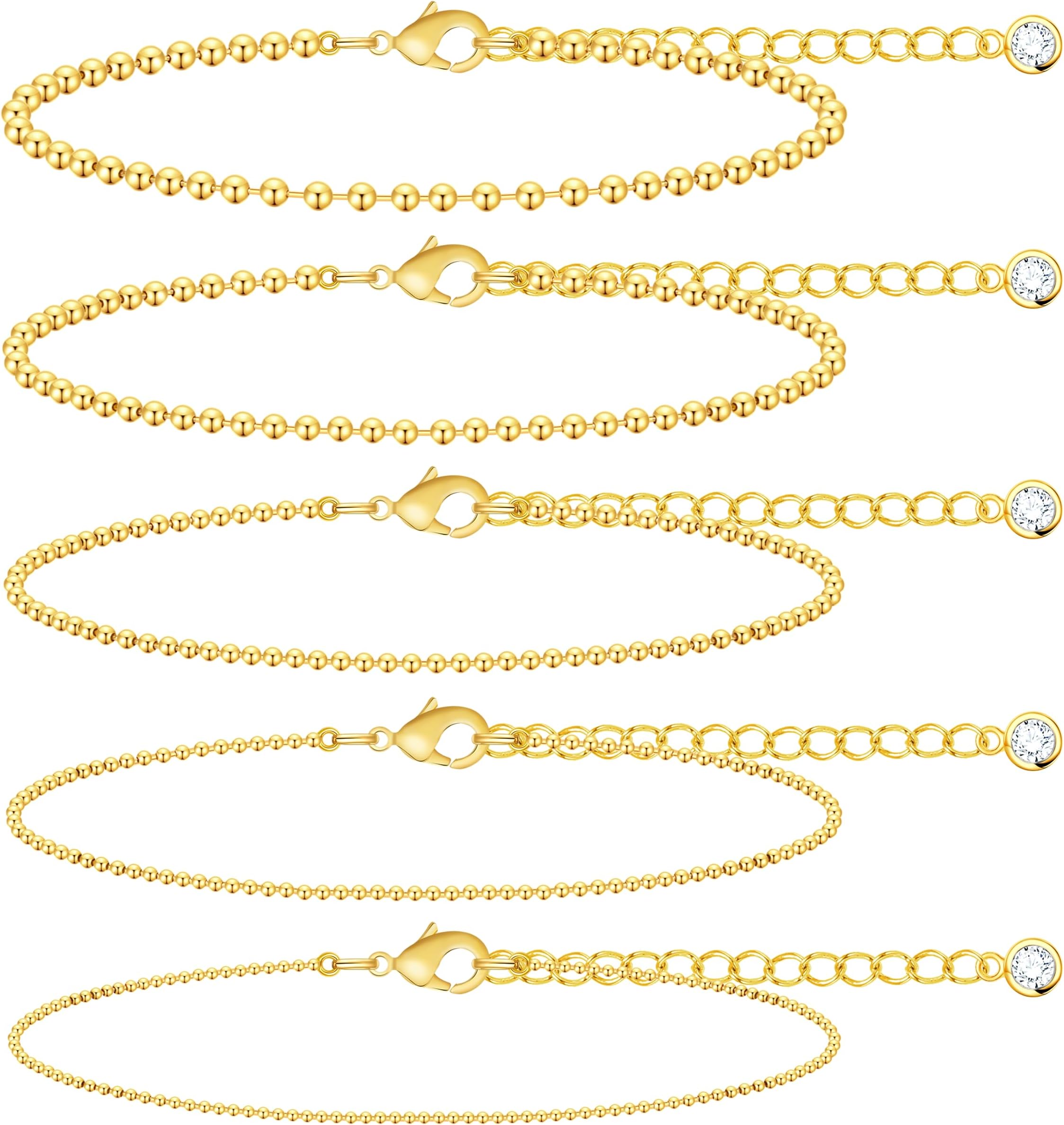 Gold Bracelets Set for Women Stack, Dainty Thick Bracelets Stack for Women Trendy, Simple Thin Gold Plated Cuff Stackable Bracelets With Beaded Cuban Paperclip Snake Rope Bangle Hand Chain Jewelry