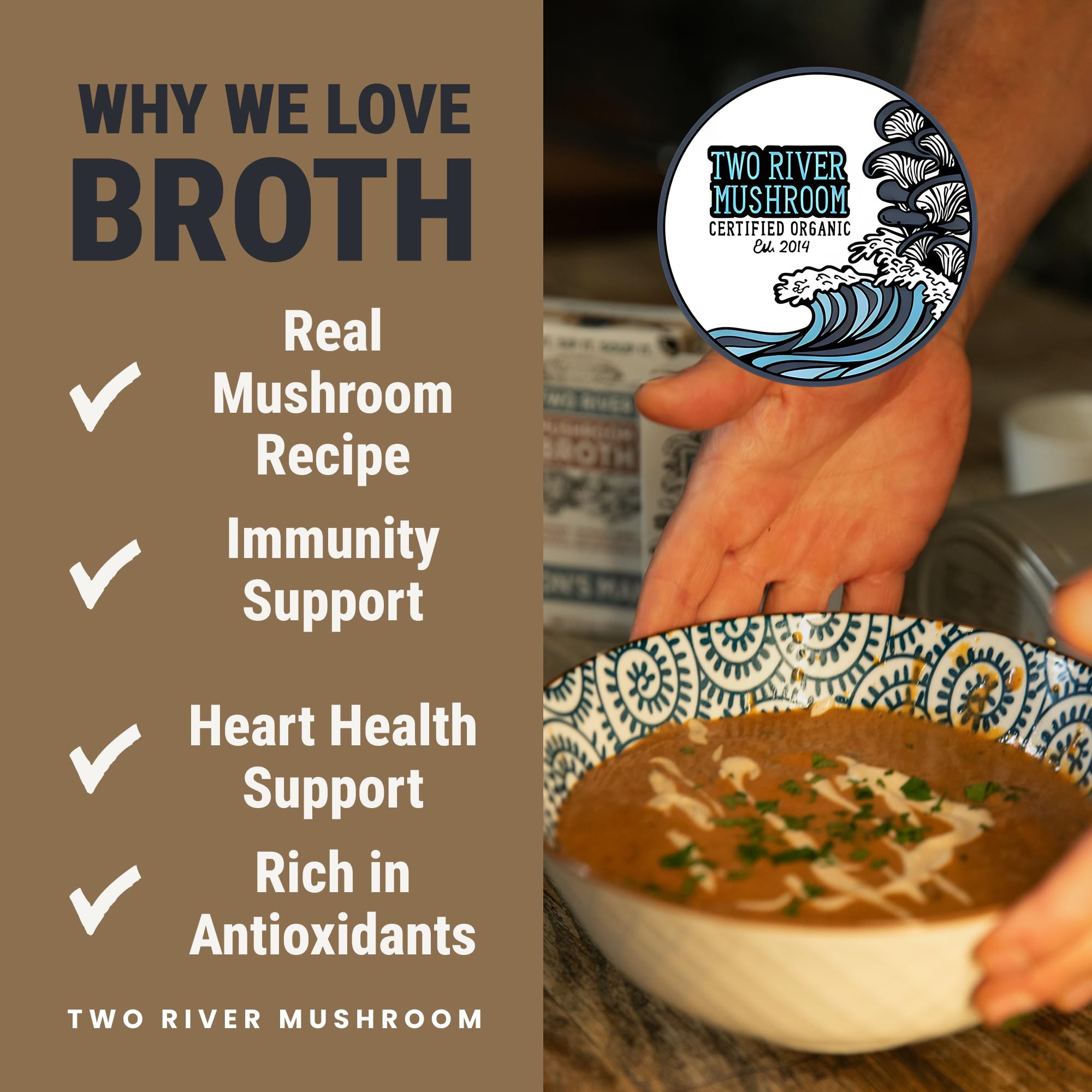 Two River Maitake Mushroom Broth | Organic Vegan Bone Broth Alternative, Creamy Coconut Curry Sipping Drink for Soup & Curries | Plant Based Gluten Free Meal, Ready to Sip – 17.6 fl oz (Pack of 4)