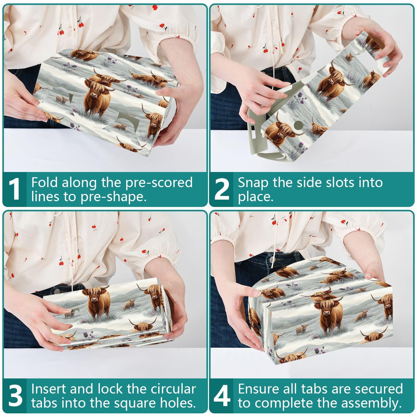 Classic Highland Cow File Organizer con apertura superiore