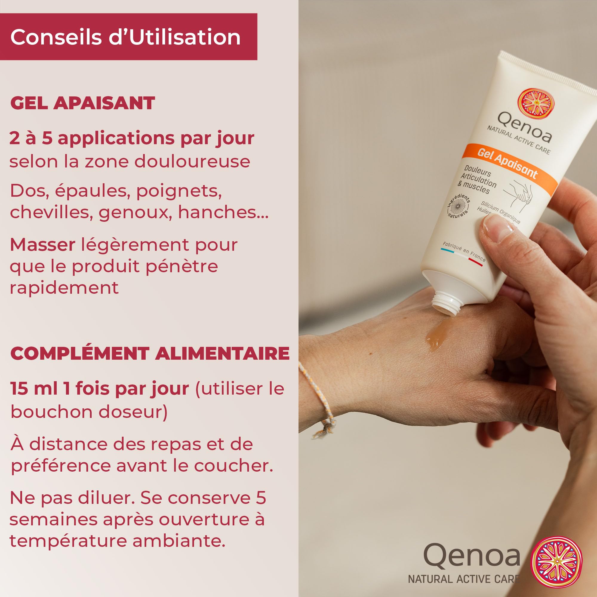 Lot Gel Apaisant 75ml + Complément Alimentaire Régénérant 500ml - Silicium Durable, Gel pour les articulations et les muscles, Complément articulaire naturel, Douleurs Musculaires sport