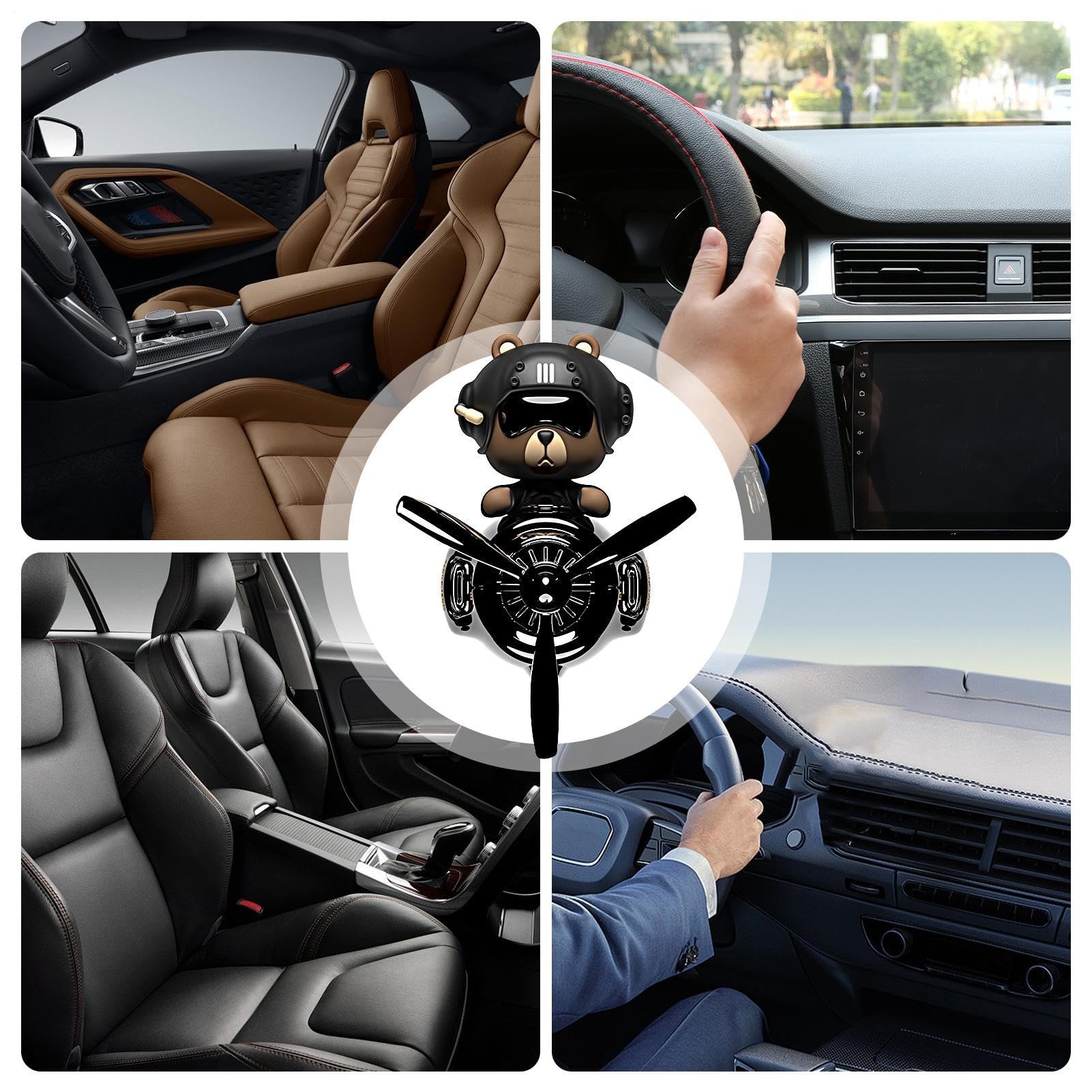 Clip de ventilación difusor de coche, ambientador giratorio de oso, 12/8/8 pulgadas, perfume de vehículos con cabeza agitada, decoración divertida de vehículo para accesorios de viaje y uso diario