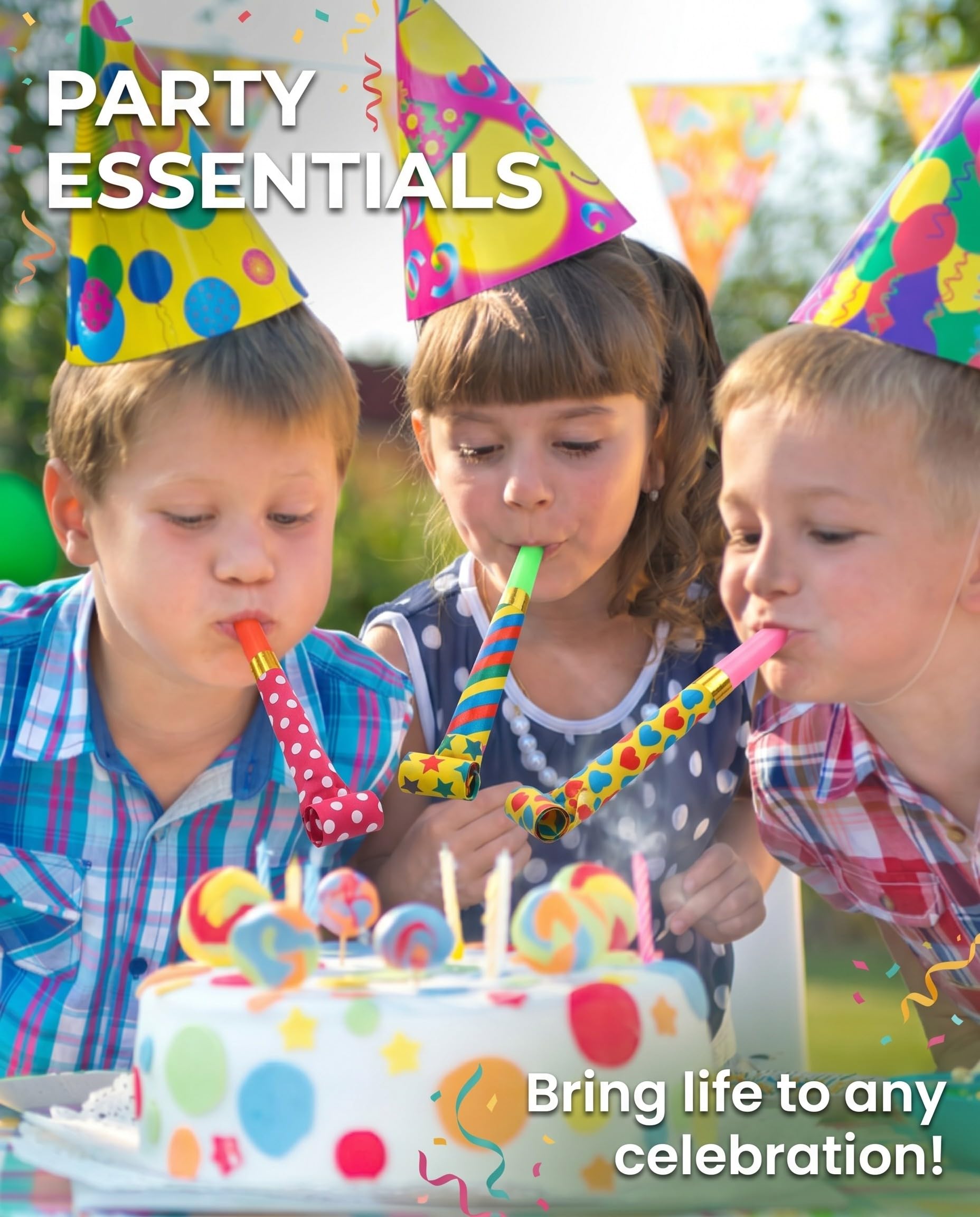 Langues de Belle-Mère - Lot de 24 Souffleurs de Fête Multicolores en Plastique. Idéal Anniversaire Enfant, Carnaval & Fêtes, crée une ambiance joyeuse.