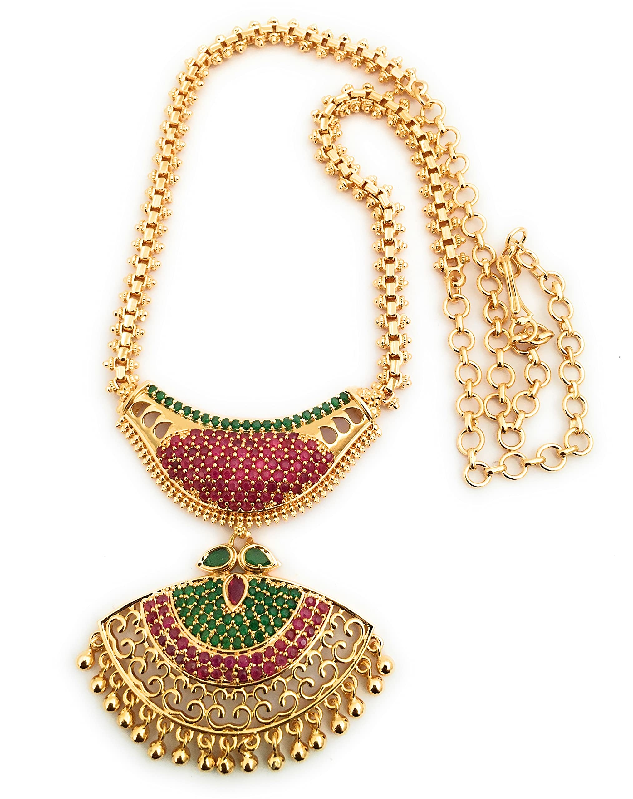 Sasitrends1 Gram Micro Gold Plated Big Pendant Chain Necklace for Women & Girls