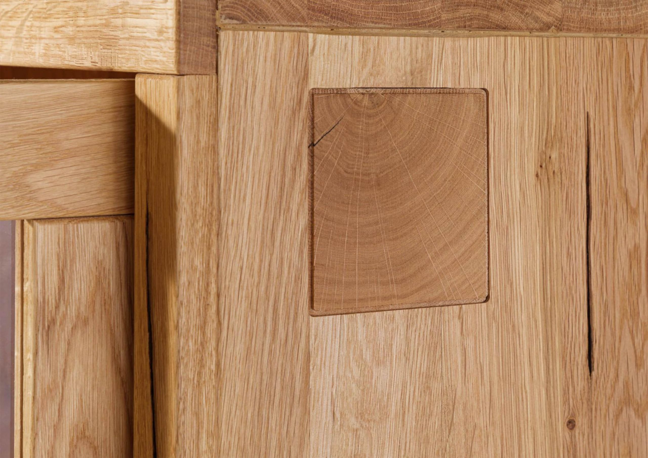Vetrina In Legno Di Quercia Selvatica VILLANDERS #103 – 65x40x148 Cm, Oliata Naturale, Con Cassetti E Anta In Vetro - 3