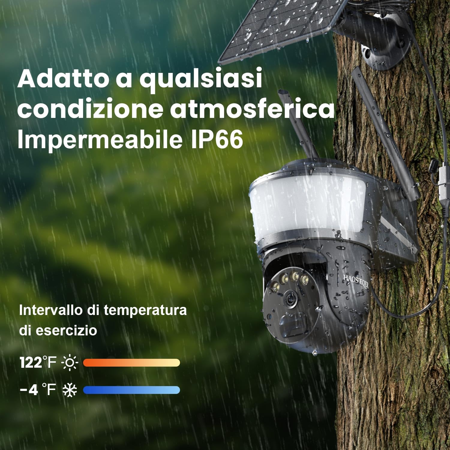 4G LTE Telecamera con SIM da Esterno Senza Fili, Visione Notturna a Colori