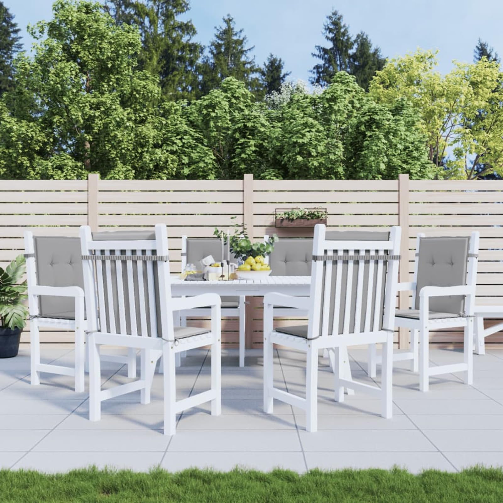LAPOOH Cojín Silla jardín Respaldo bajo 6 uds Tela Oxford Gris, Cojines para Butacas De Jardin, Cojines Sillas Cocina, Cojines para Sillas De Terraza, Cojin Silla Exterior