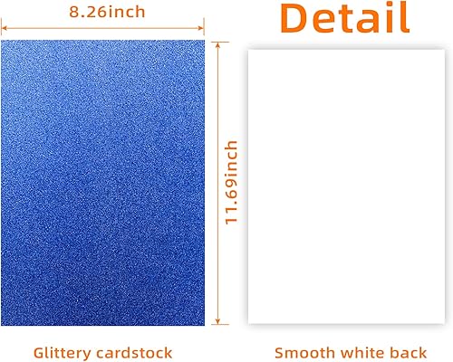 Miniatura 9 de Papel de cartulina con purpurina, 30 hojas de papel con purpurina de 8.82 ozm, papel de manualidades brillante A4 de primera calidad, cartulina de 6