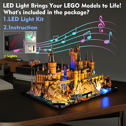 Miniatura 5 de VONADO Kit de luces LED para Lego Hogwarts Castle and Grounds 76419, versión musical, juego de iluminación creativa, accesorios compatibles con Lego
