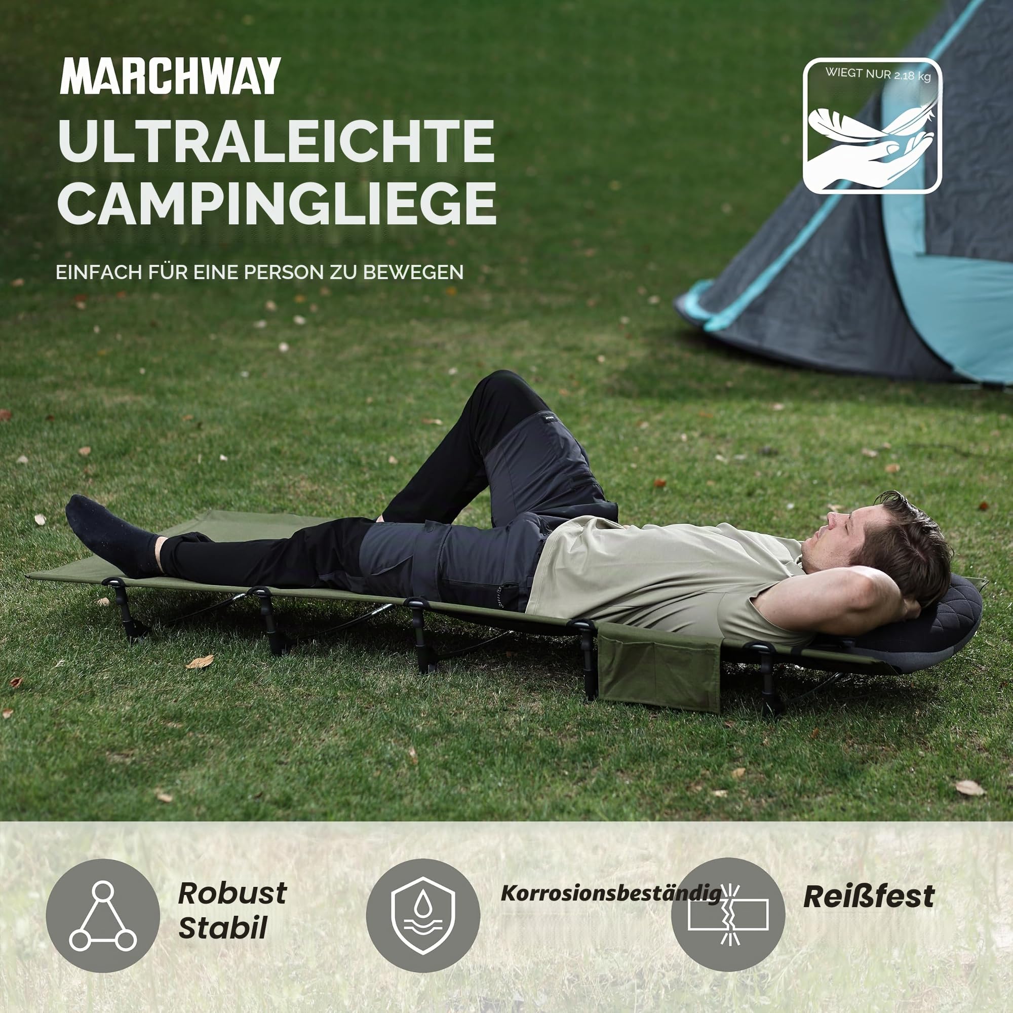 MARCHWAY Ultralight Folding Tent Camping Cot Bed, Portable Compact for Outdoor Travel, Base Camp, Hiking, Mountaineering, Lightweight Backpacking