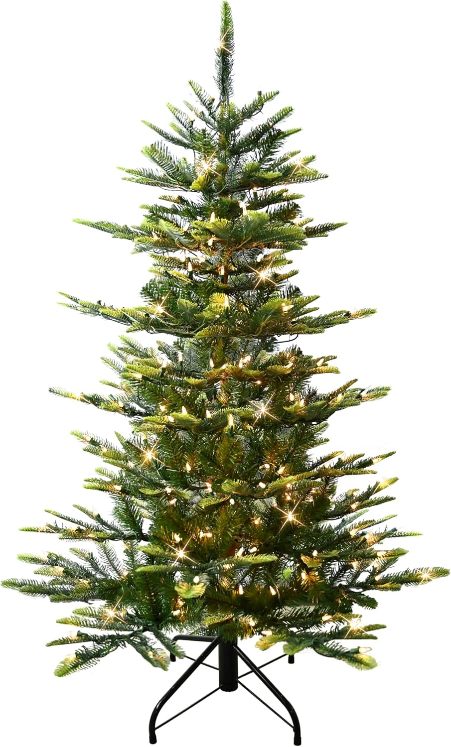 Puleo International 4.5ft Pre-Lit Aspen Fir Artificial Christmas Tree with 250 Clear Lights, 411 Realistic Dense Branch Tips, Easy Setup Artificial Trees with Sturdy Metal Stand 4.5' Aspen Fir with 250 Clear Lights