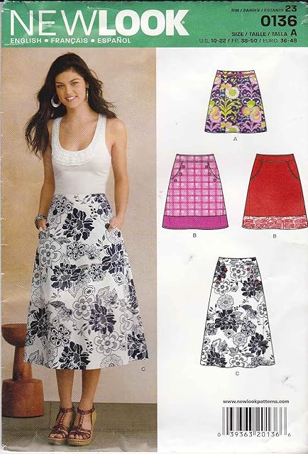 New Look Sewing Pattern 6106: Misses' Skirts, Size A(10-12-14-16-18-20-22), White