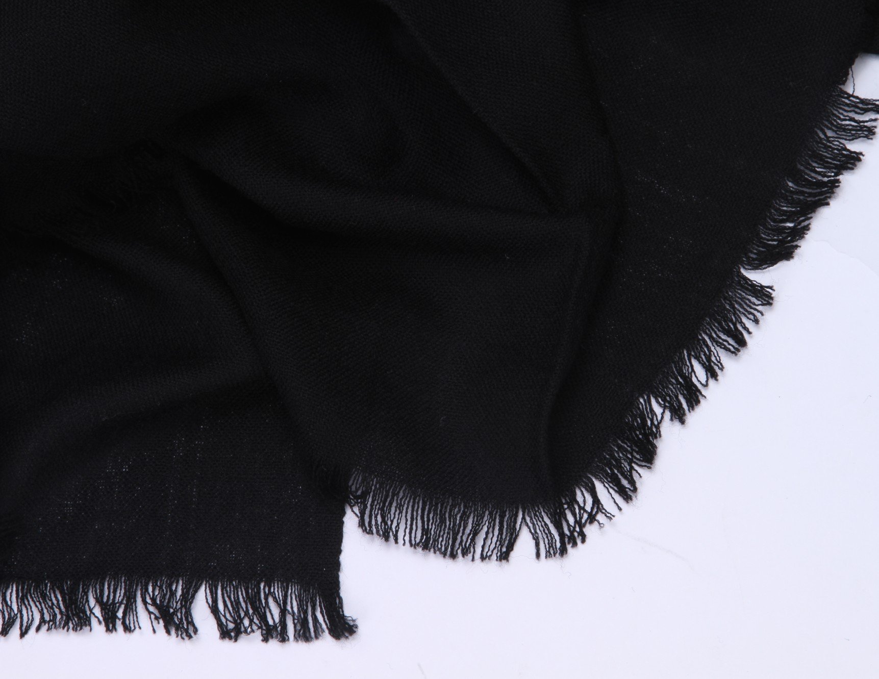Damski bardzo duży szal XXL Pashmina ze 100% wełny ciepły ręcznik na ramię na zimę, czarny, 200 cm X 70 cm